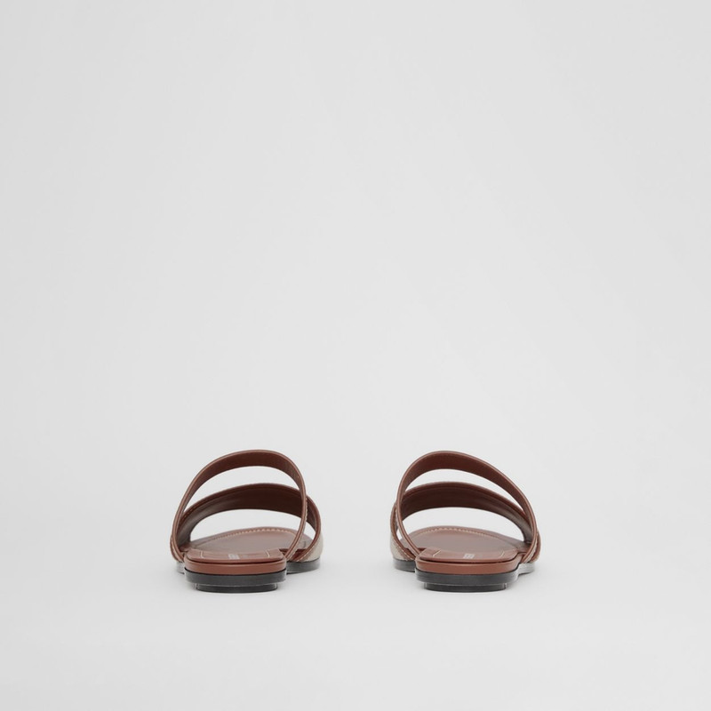 Logo Print Canvas and Leather Sandals 5