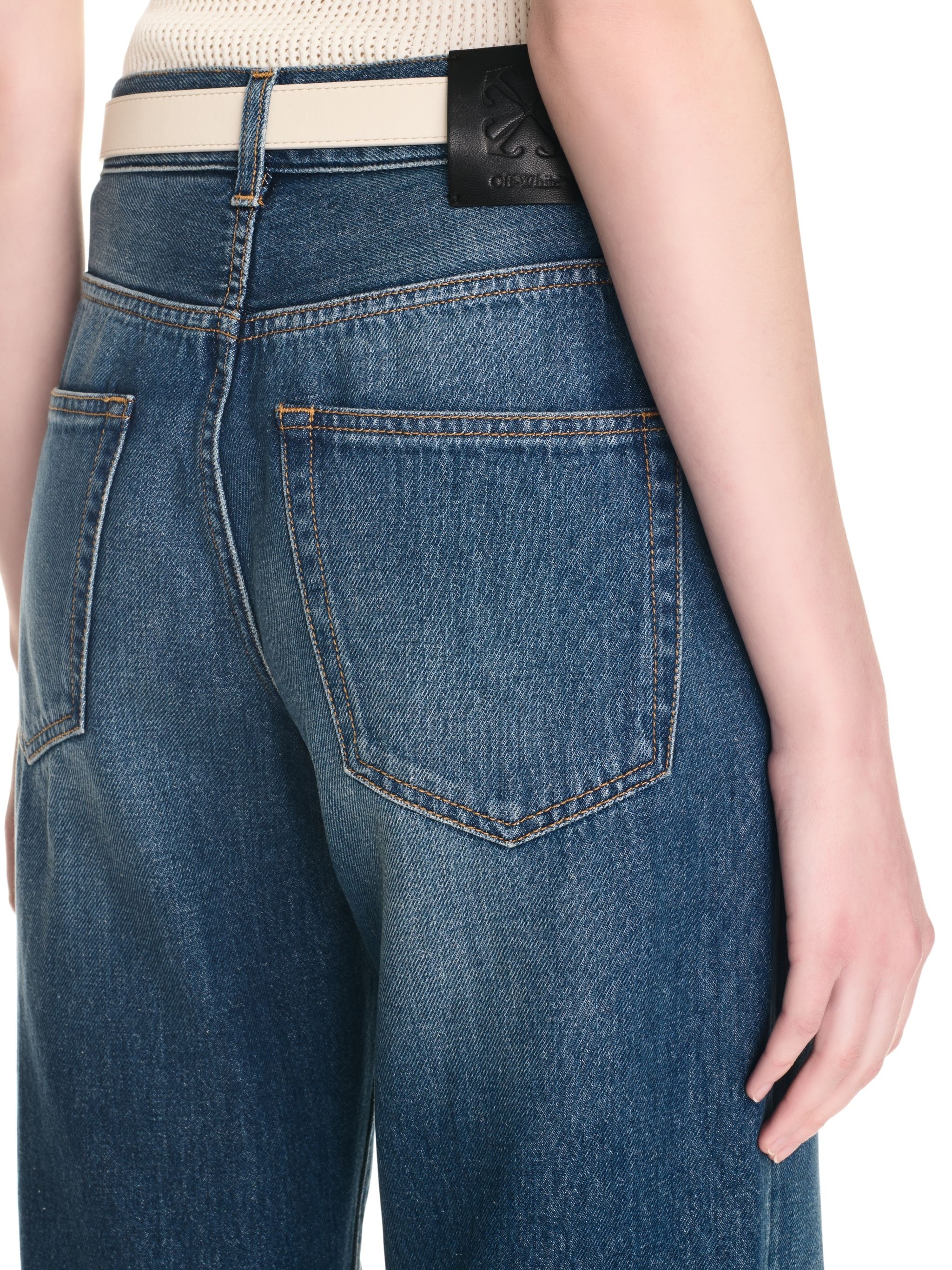 Blue Wide Denim Pants - 5