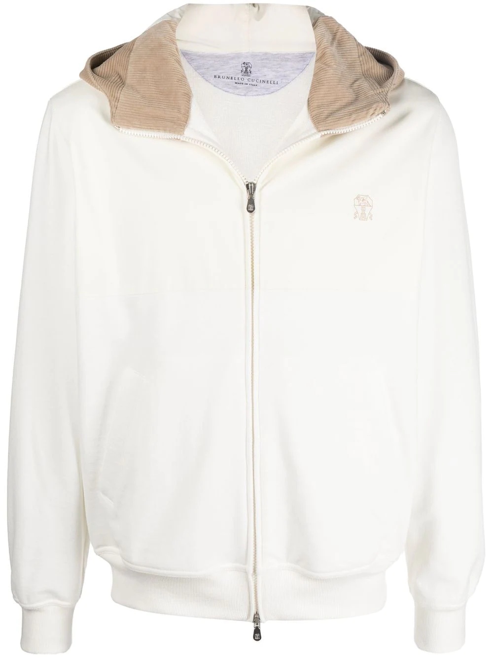 two-tone zip-up hoodie - 1