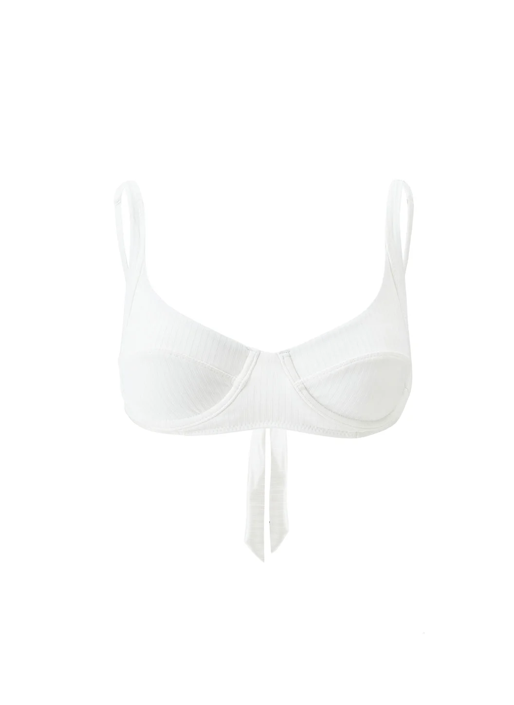 NOTO CREAM RIBBED BIKINI TOP - 1
