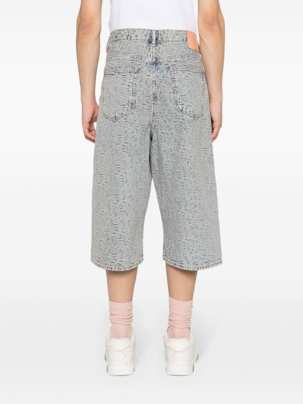monogram-jacquard denim shorts - 5