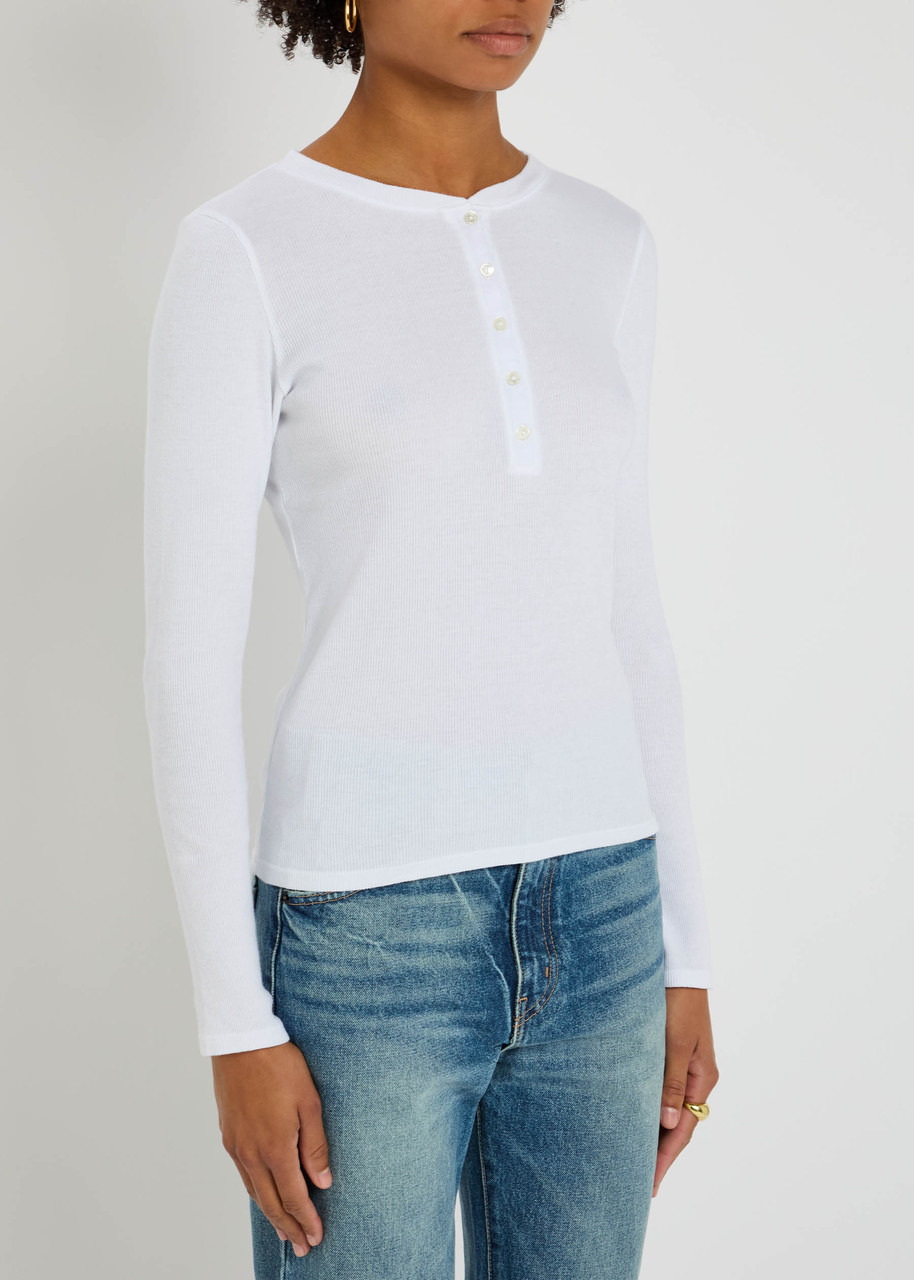 Nili Lotan Jordan Henley Ribbed Cotton top - 2
