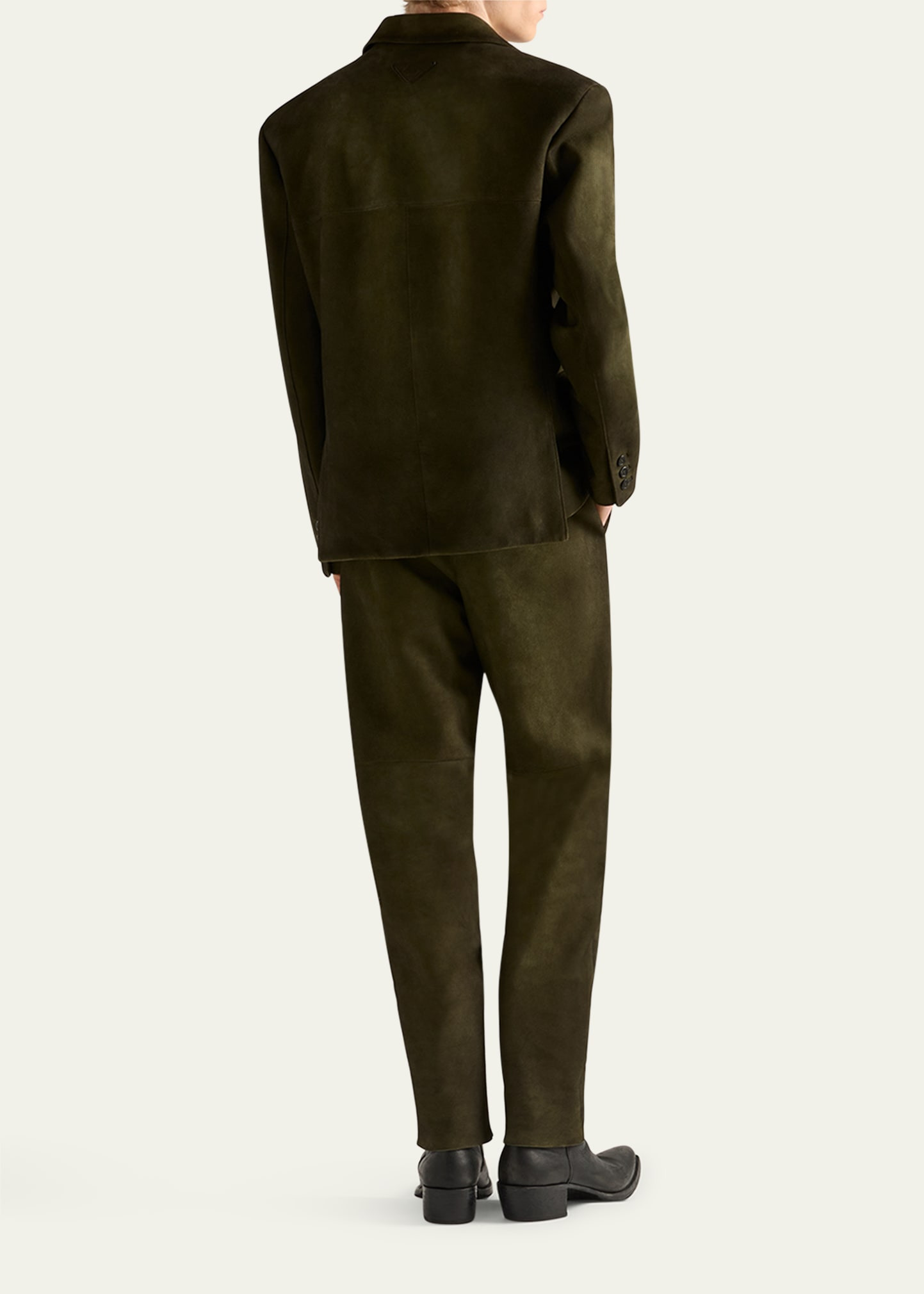 Men's Single-Breasted Suede Jacket - 3