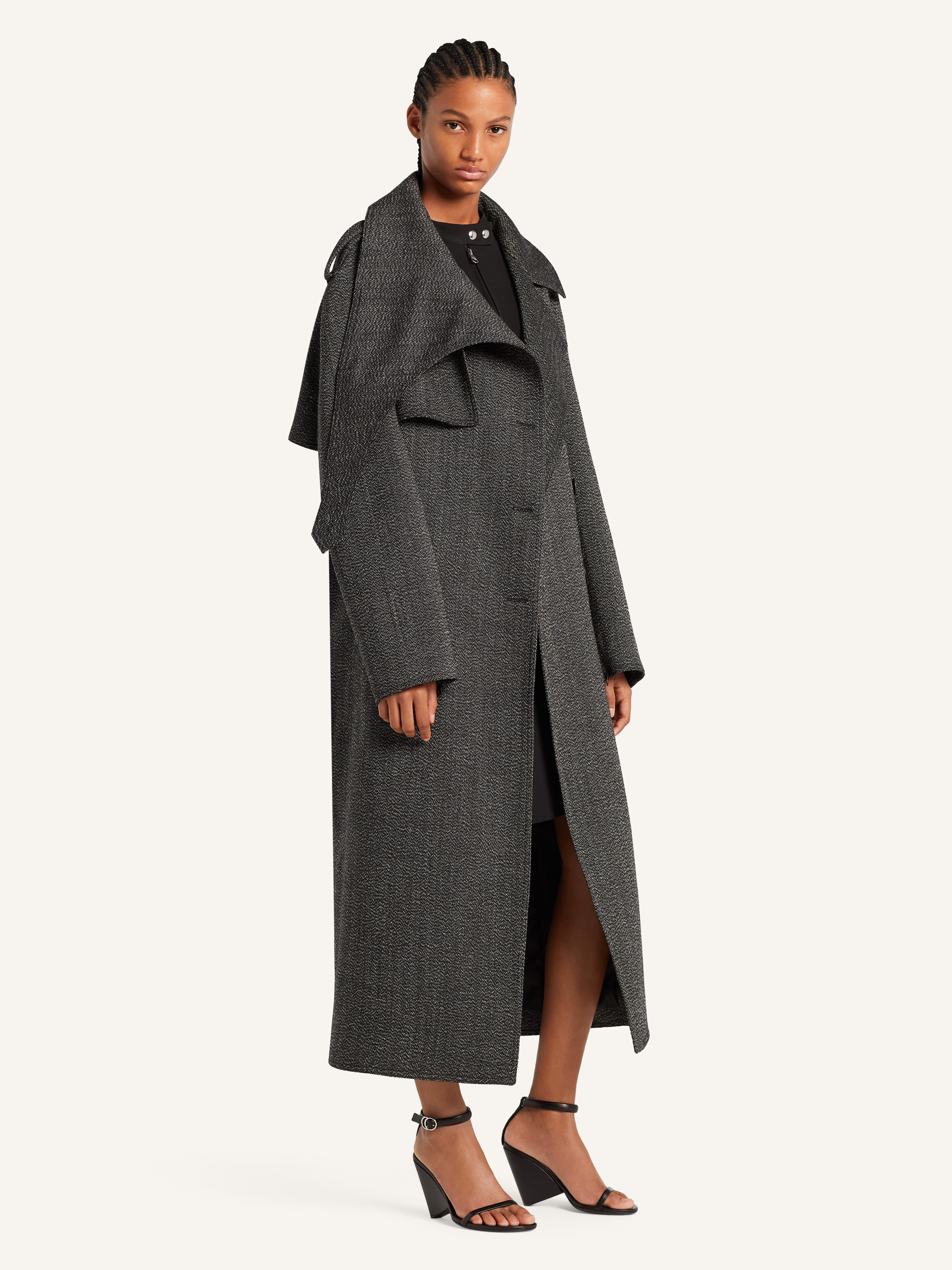 OBLIQUE CAVIAR WOOL TRENCH COAT - 4