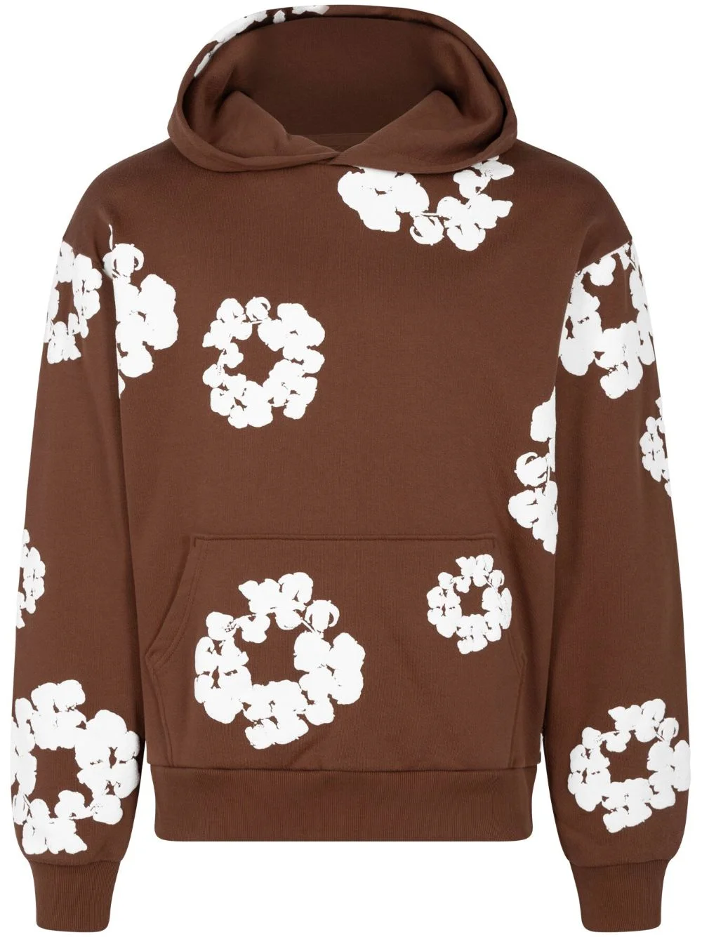 wreath-print cotton hoodie - 1