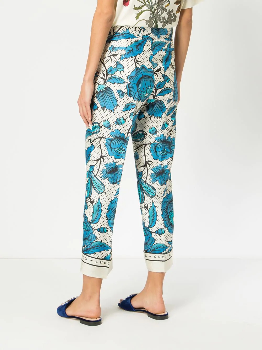 floral print straight trousers - 4