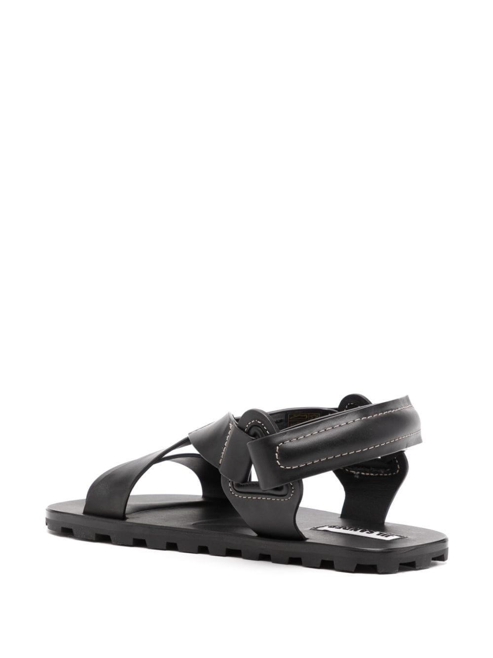crossover-strap flat leather sandals - 3