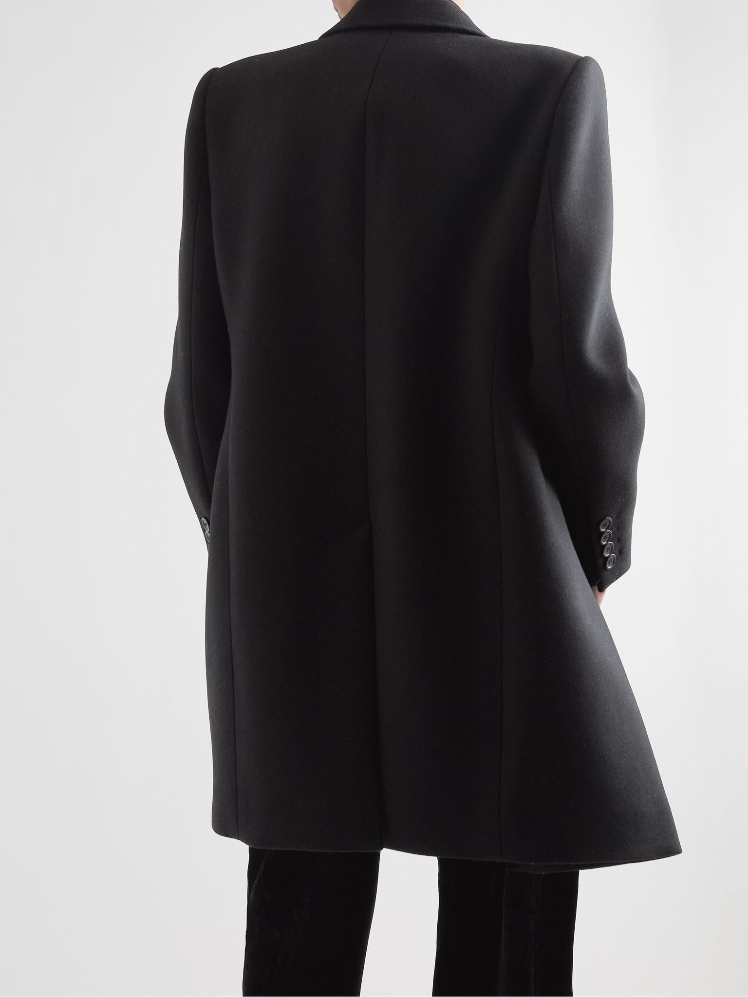 Double-Breasted Wool Overcoat Black - 3