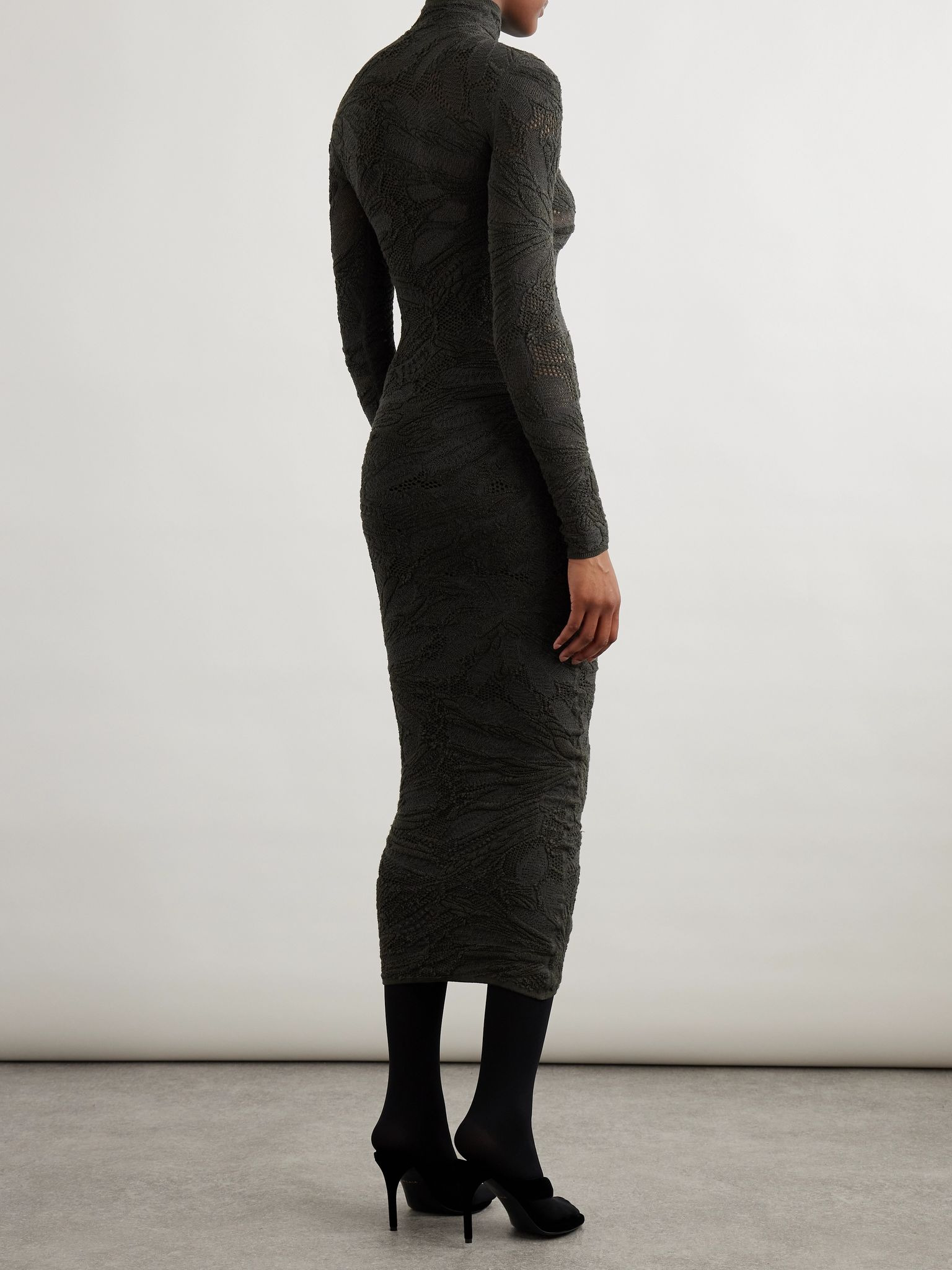 Silk-blend jacquard-knit midi dress Dark gray - 3