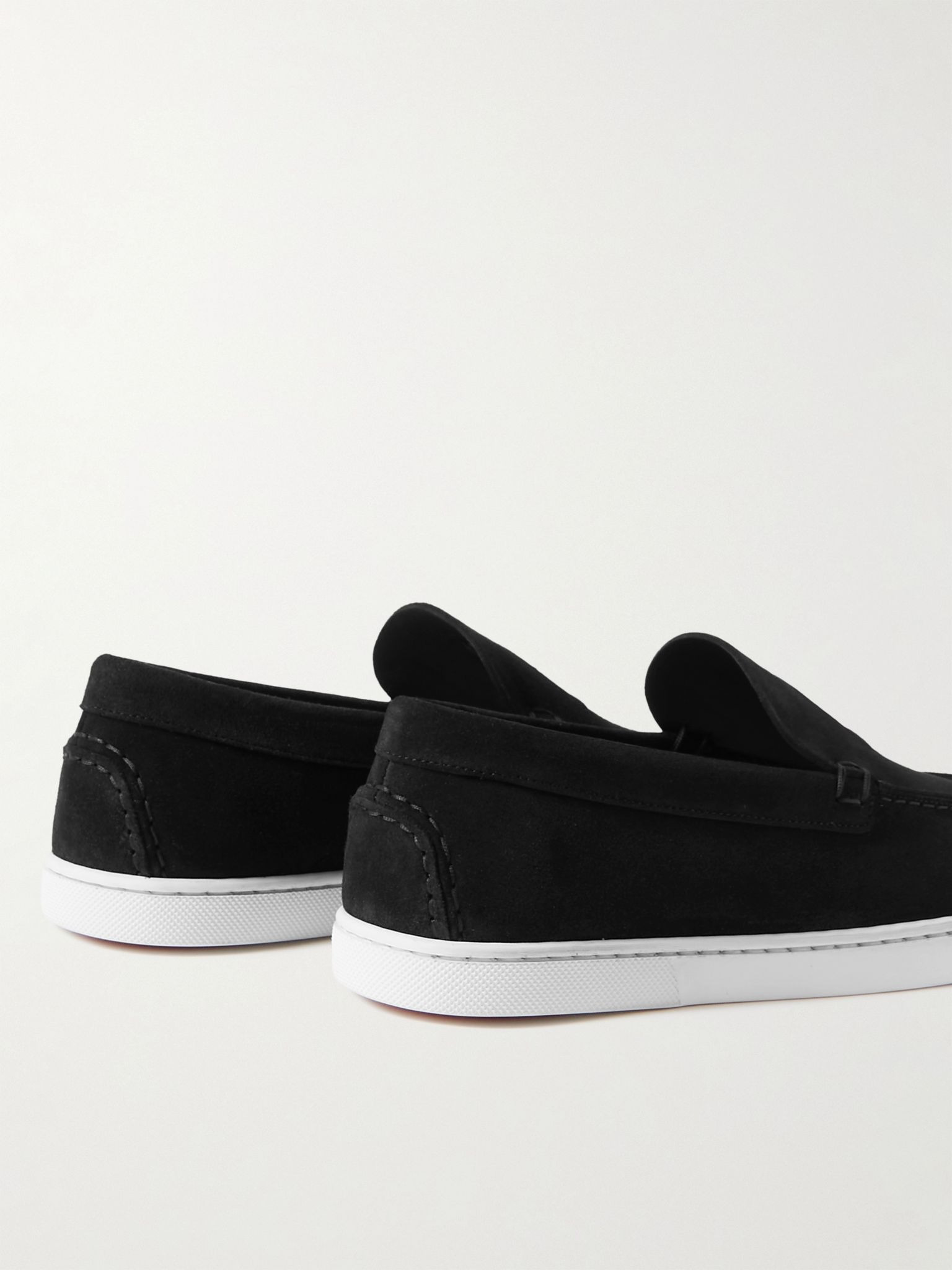 Varsiboat Logo-Embossed Suede Loafers Black - 4