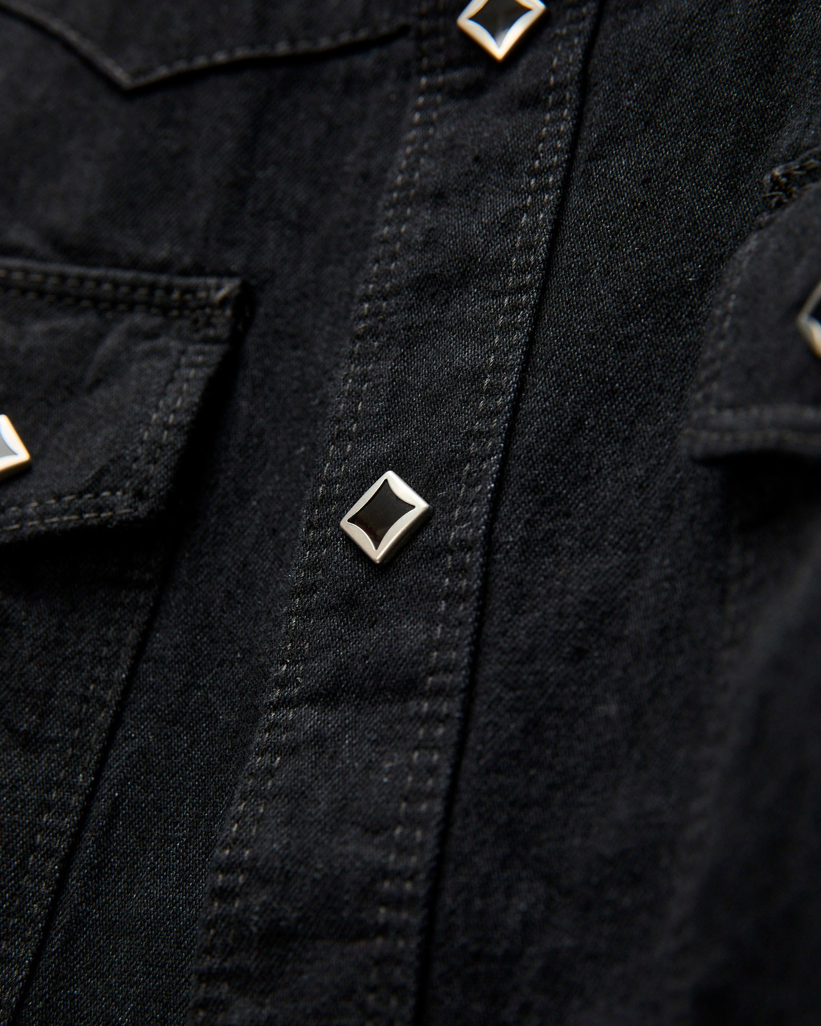 Calico Western Shirt in Black Denim - 5