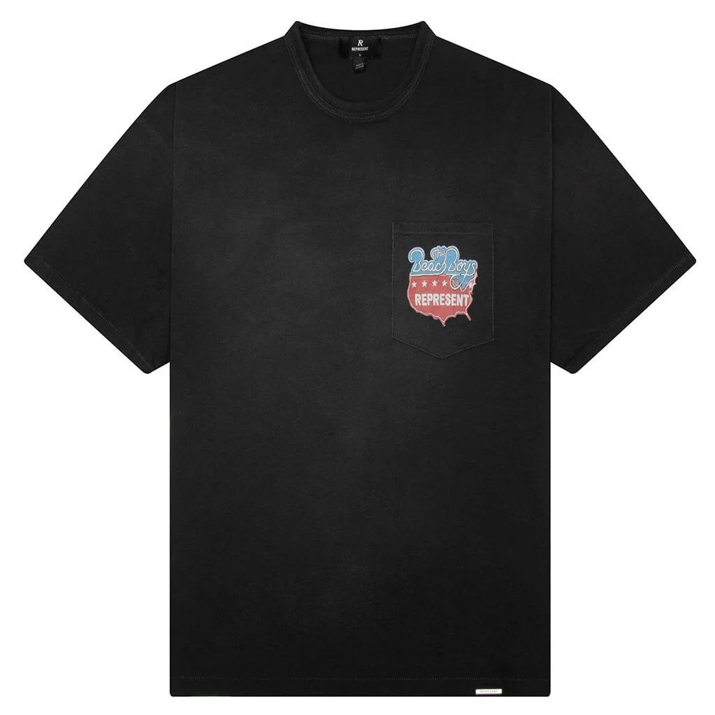 REPRESENT X BEACH BOYS AMERICAS BAND T-SHIRT - STAINED BLACK - 1