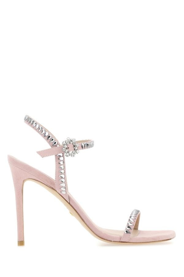 Pink suede Gemcut 100 sandals - 1