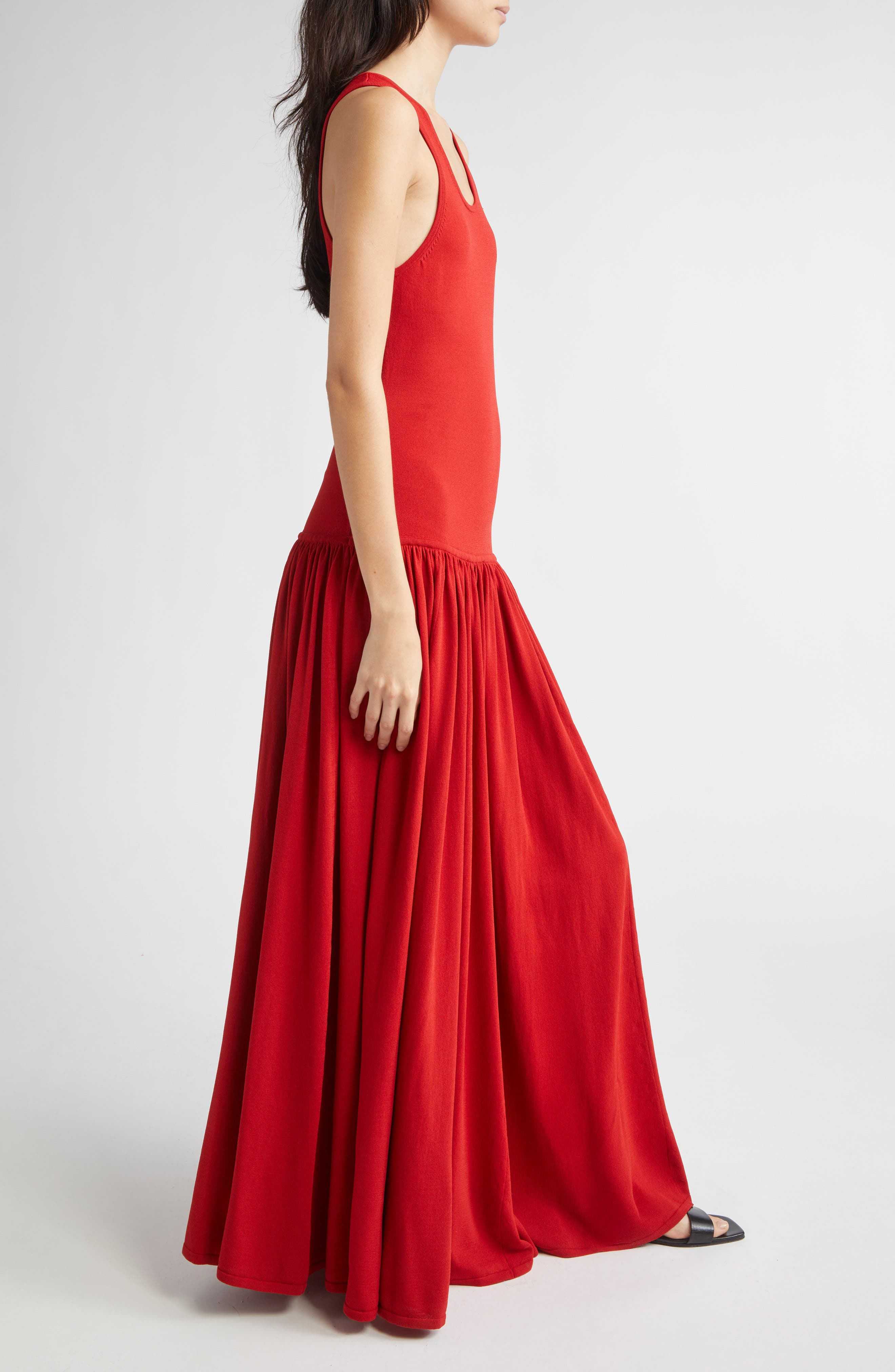 LOULOU DE SAISON Jada Drop Waist Jersey Maxi Dress in Red at Nordstrom - 3