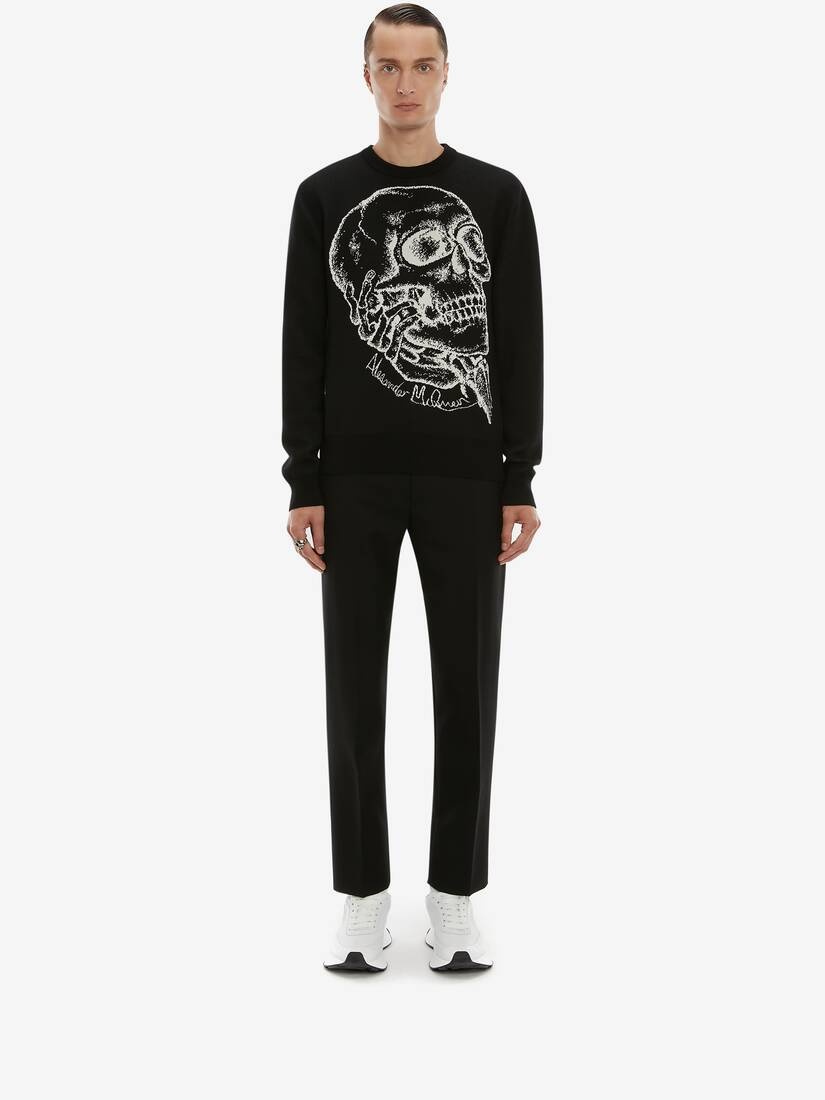 Skull Jacquard Jumper in Black/ivory - 2