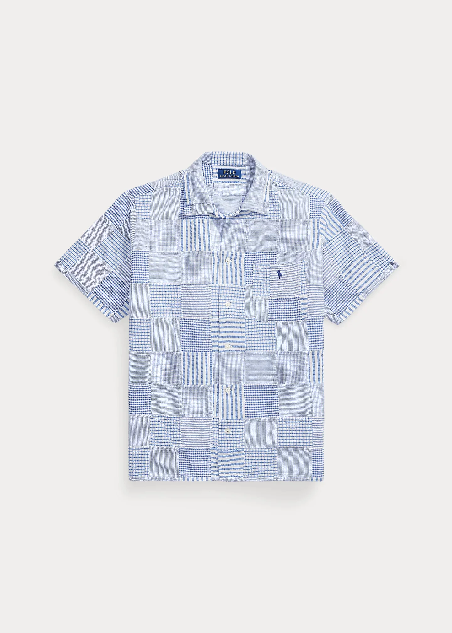 Classic Fit Patchwork Seersucker Shirt - 1