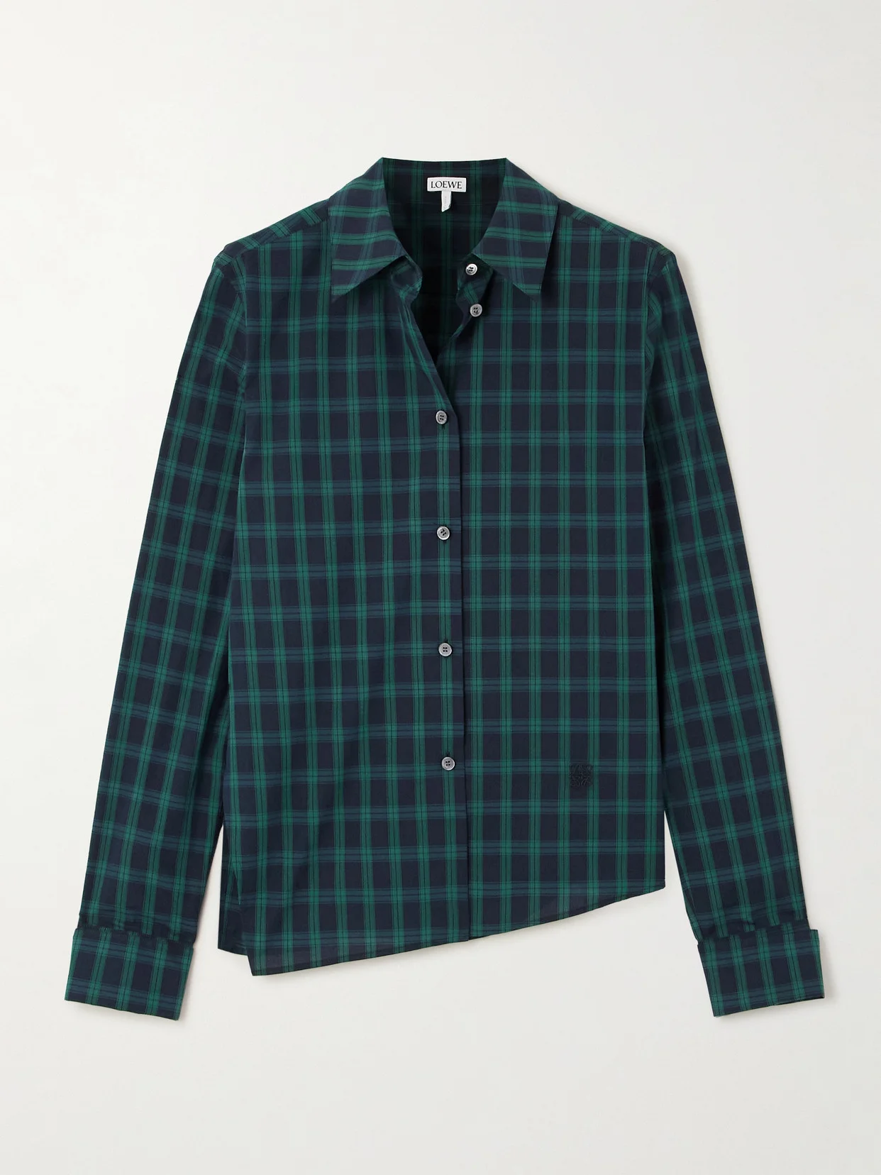Asymmetric Checked Cotton-poplin Shirt - 1