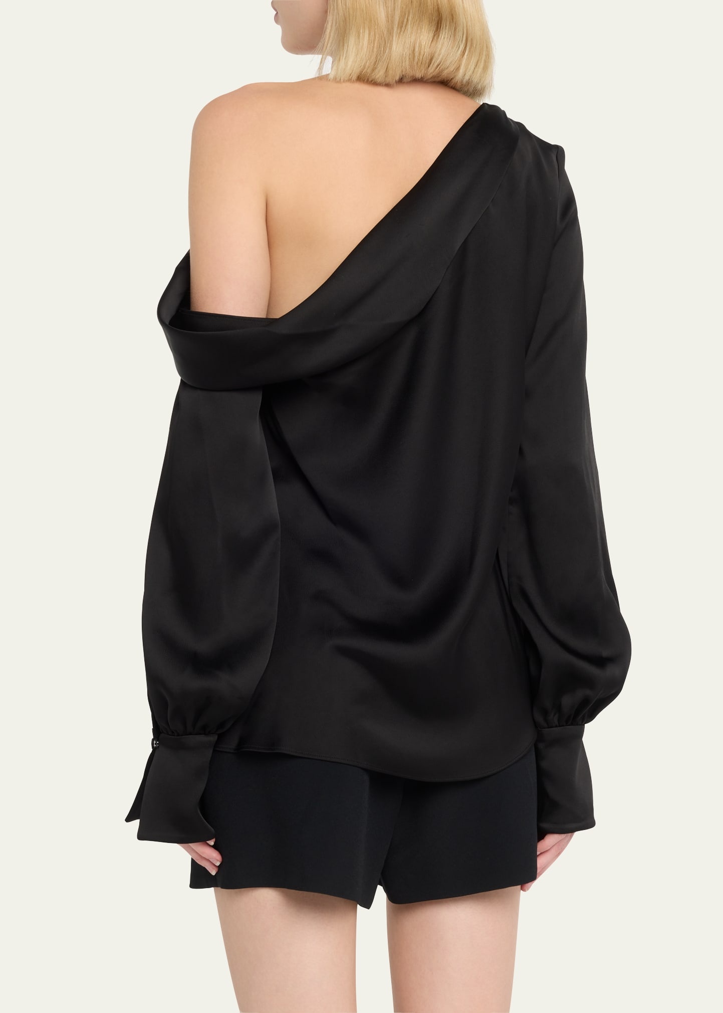 Alice Draped Satin One-Shoulder Top - 3