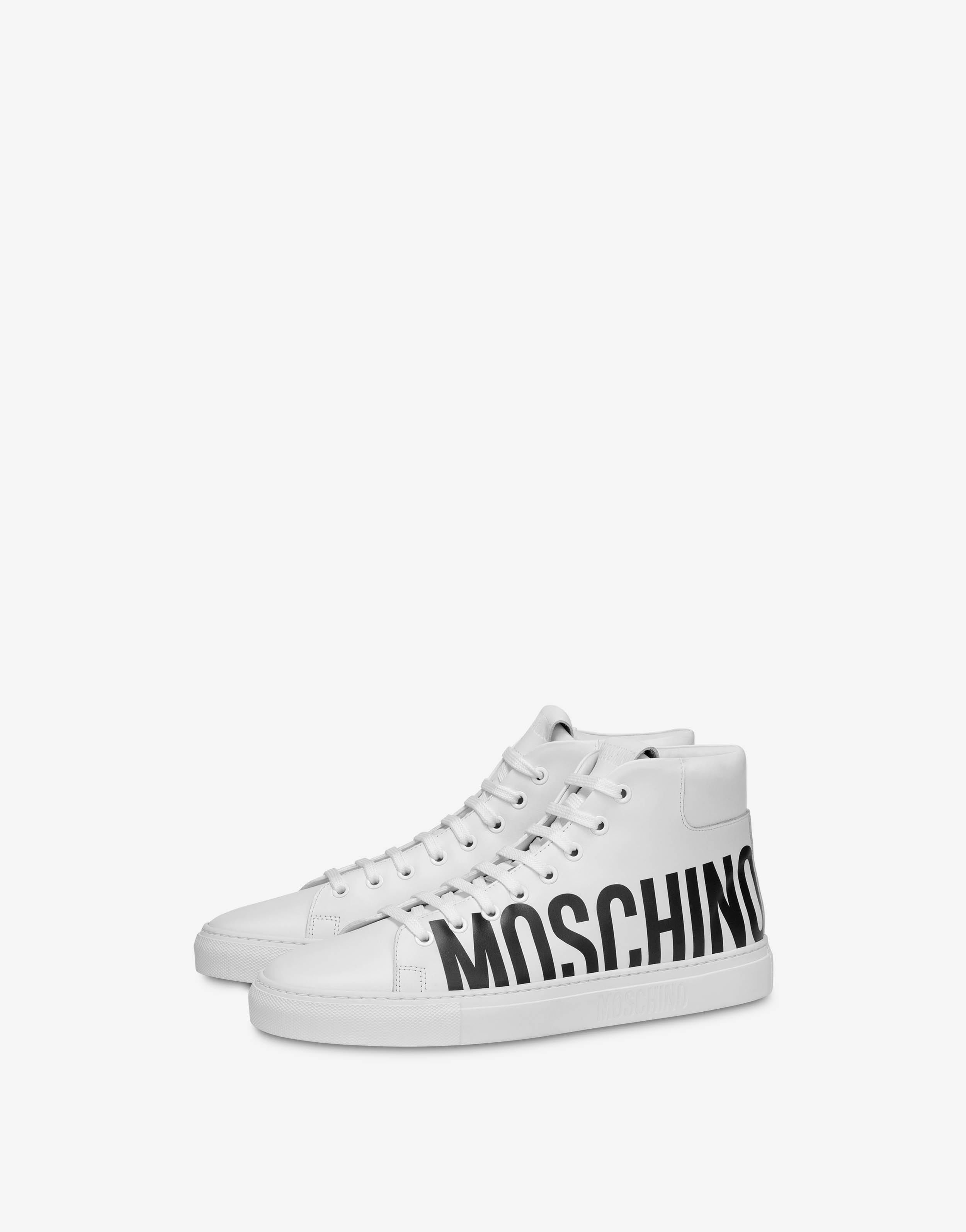 LEATHER HIGH SNEAKERS WITH LOGO - 1
