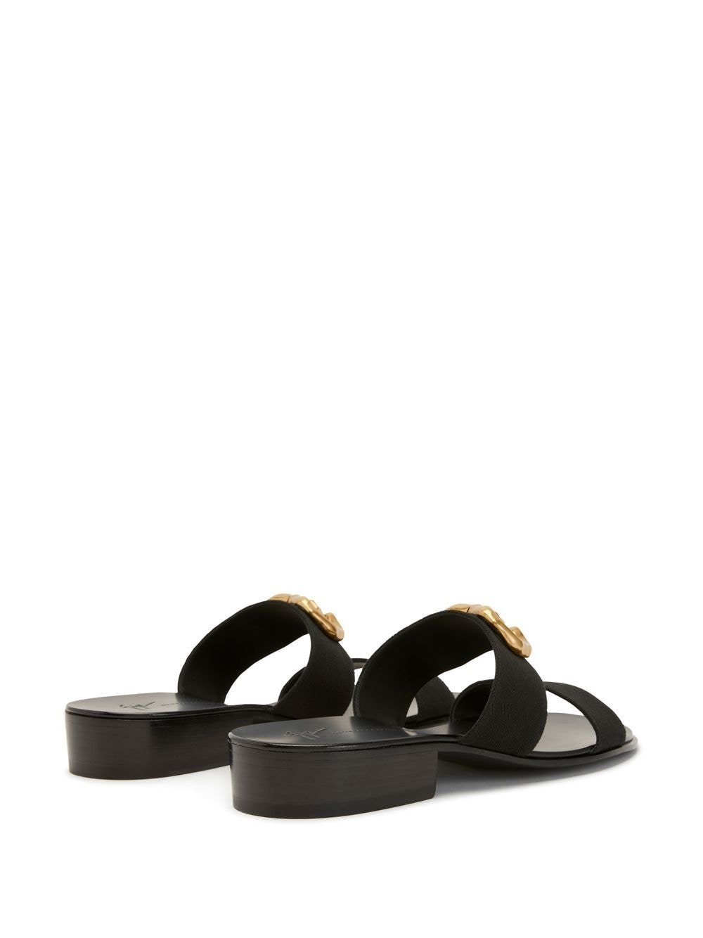 logo-plaque leather slides - 3