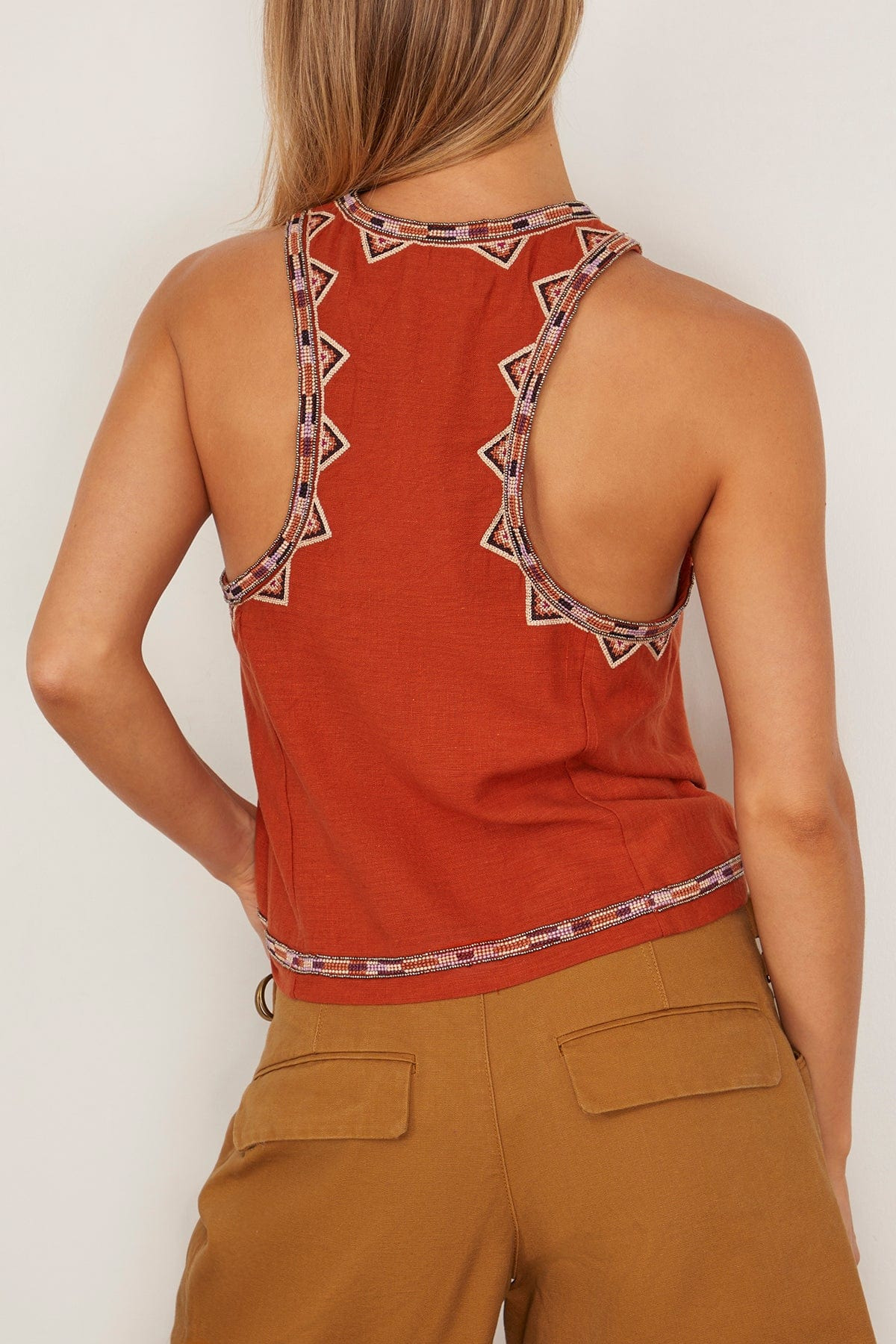 Zaharah Sleeveless Top in Burnt Orange - 5