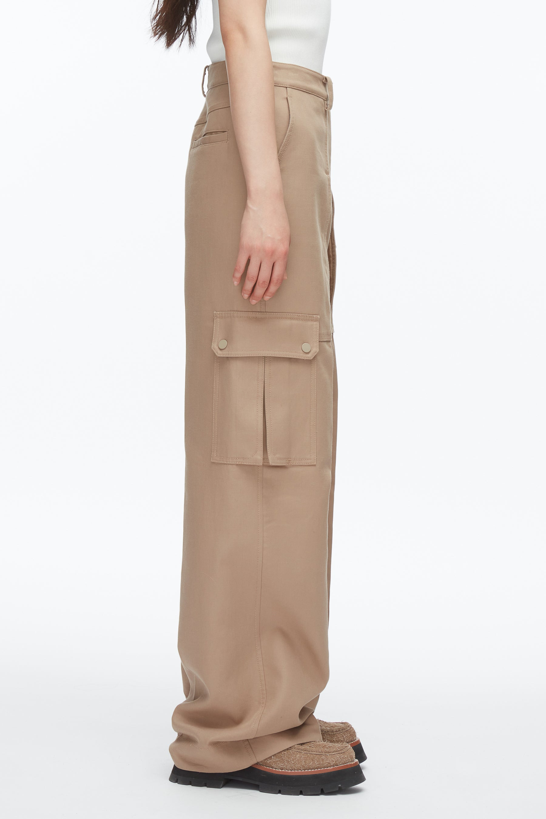 Carpenter Cargo Pants with Plaid Cuffs - 4