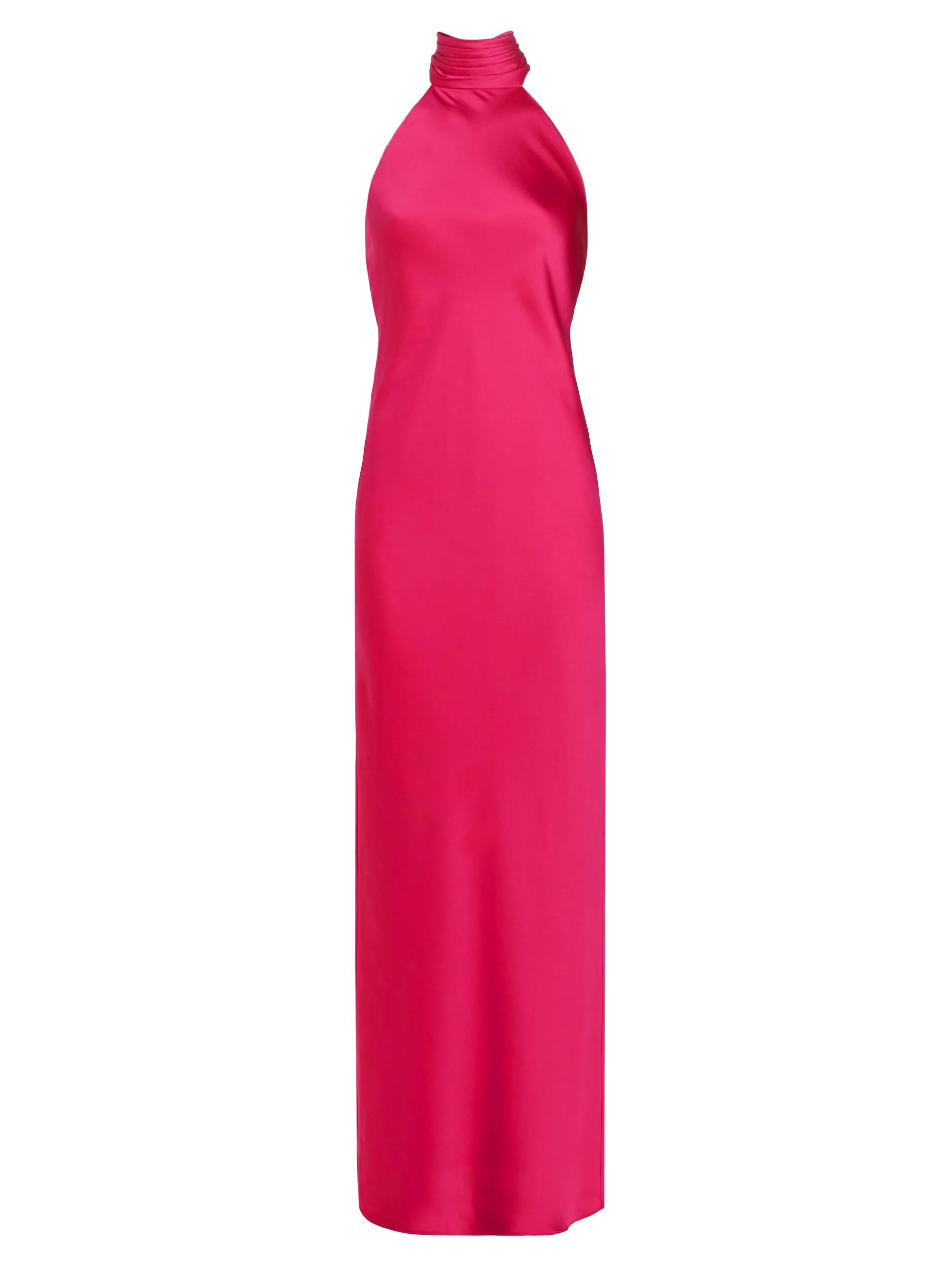 Women's Tatiana High-Neck Satin Gown - Hot Pink - 1