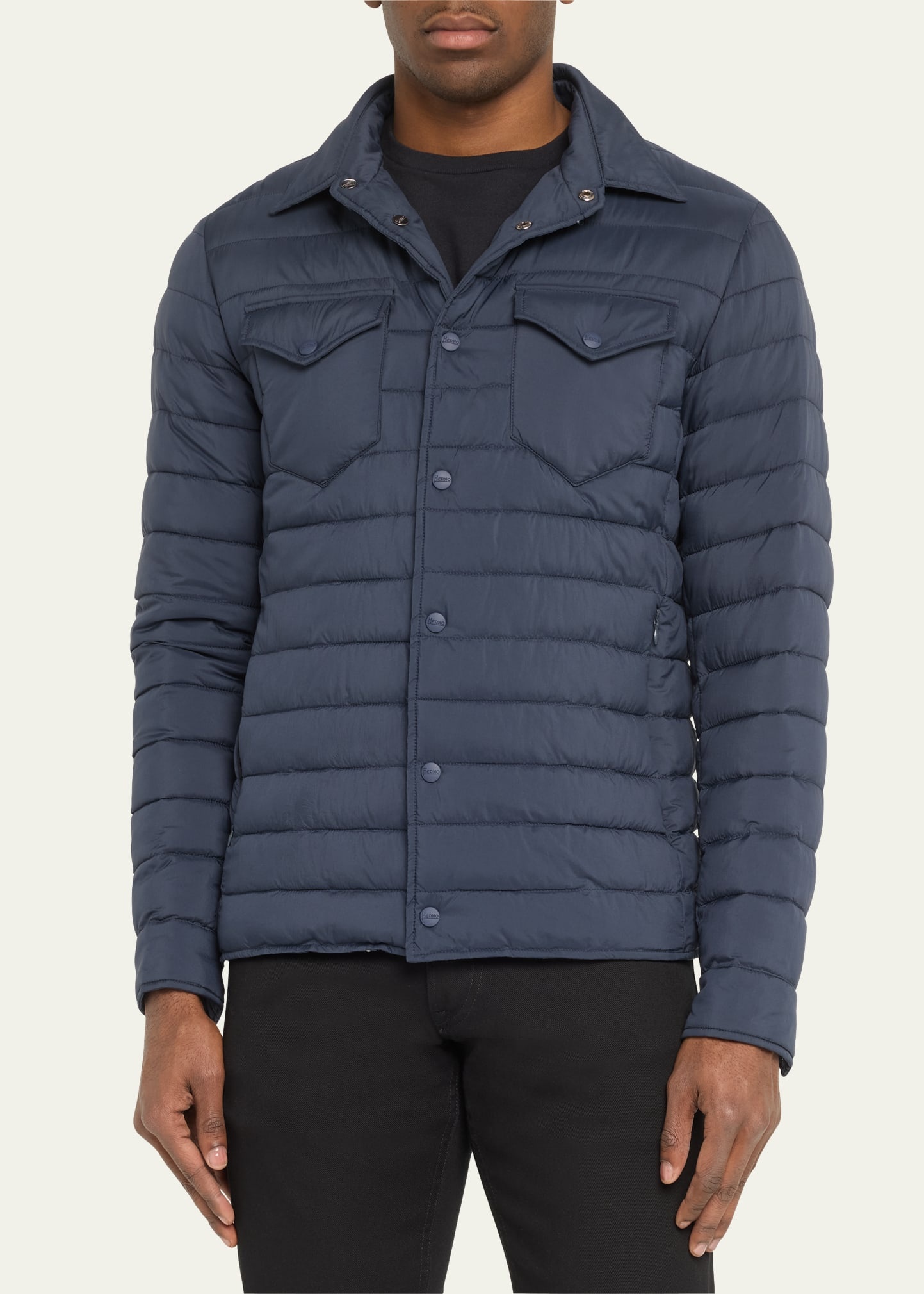 Men's Padded Nylon Snap-Front Overshirt - 4