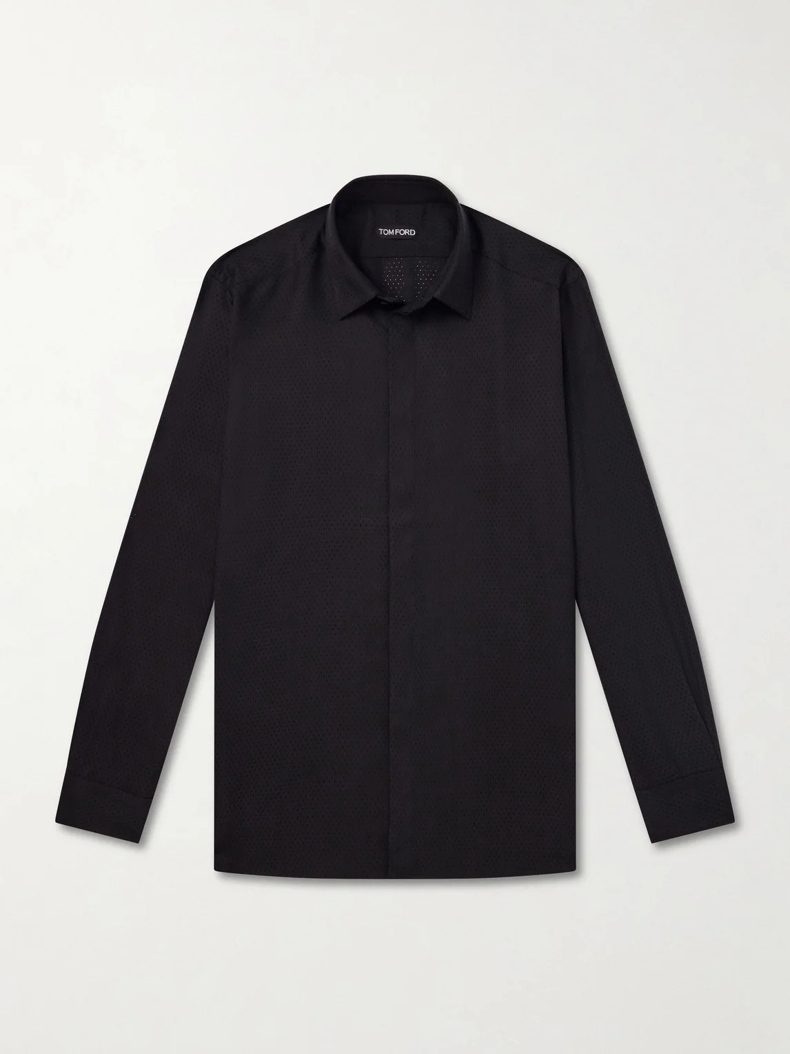 Perforated Silk-Twill Shirt - 1