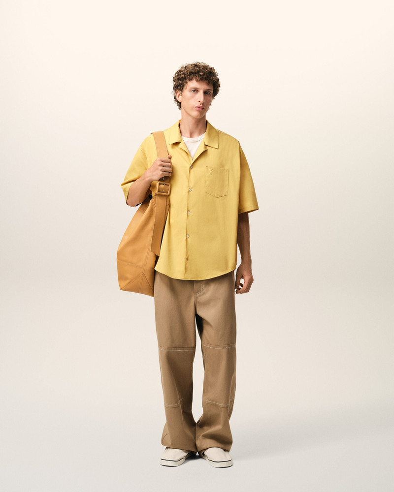AMI Paris YELLOW COTTON SHORT SLEEVE CAMP COLLAR BOXY SHIRT outlook