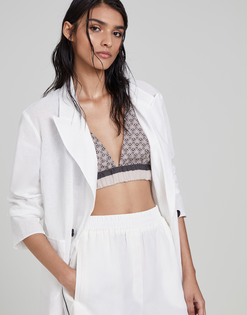 Cotton organza blazer with monili 4