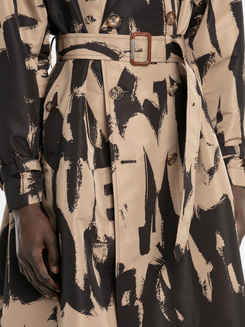 Mcqueen Graffiti Trench Coat in Black/beige - 5