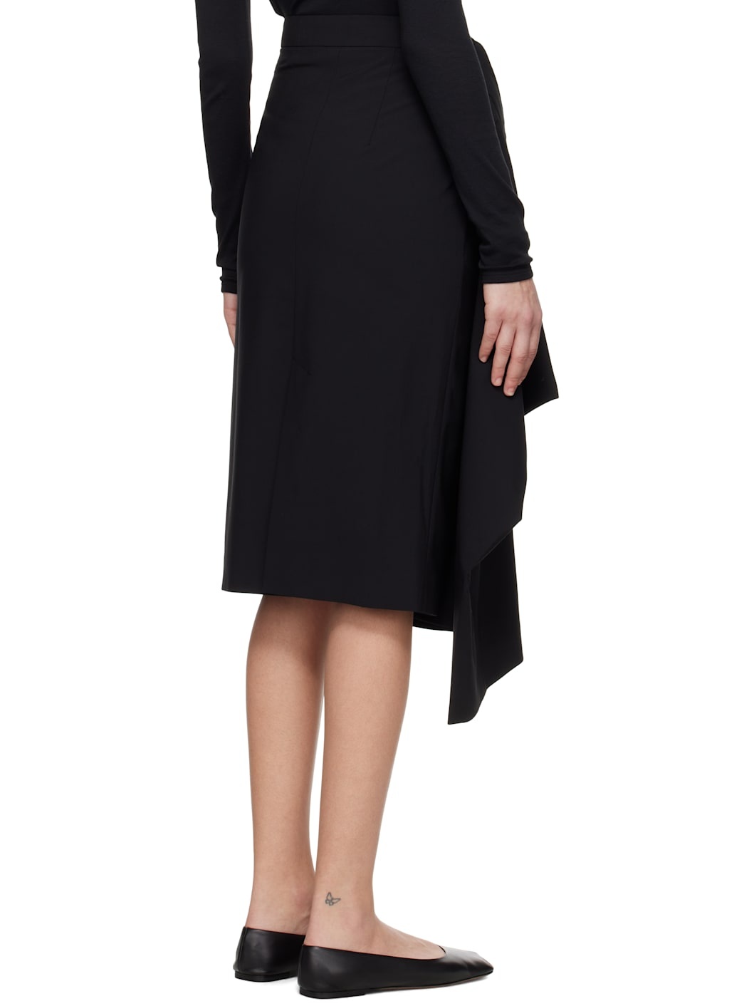 Black Extended Tailored Midi Skirt - 3