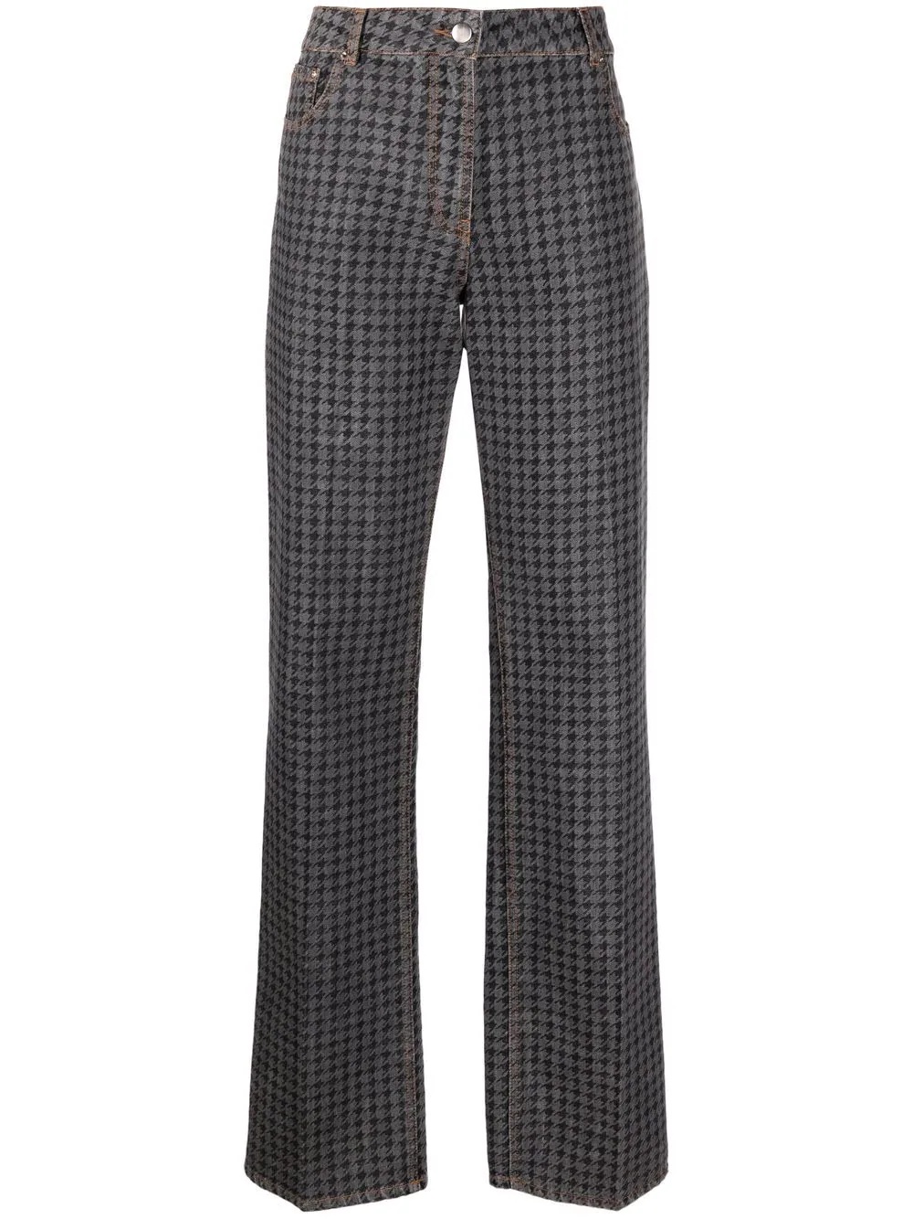 houndstooth-print straight-leg jeans - 1