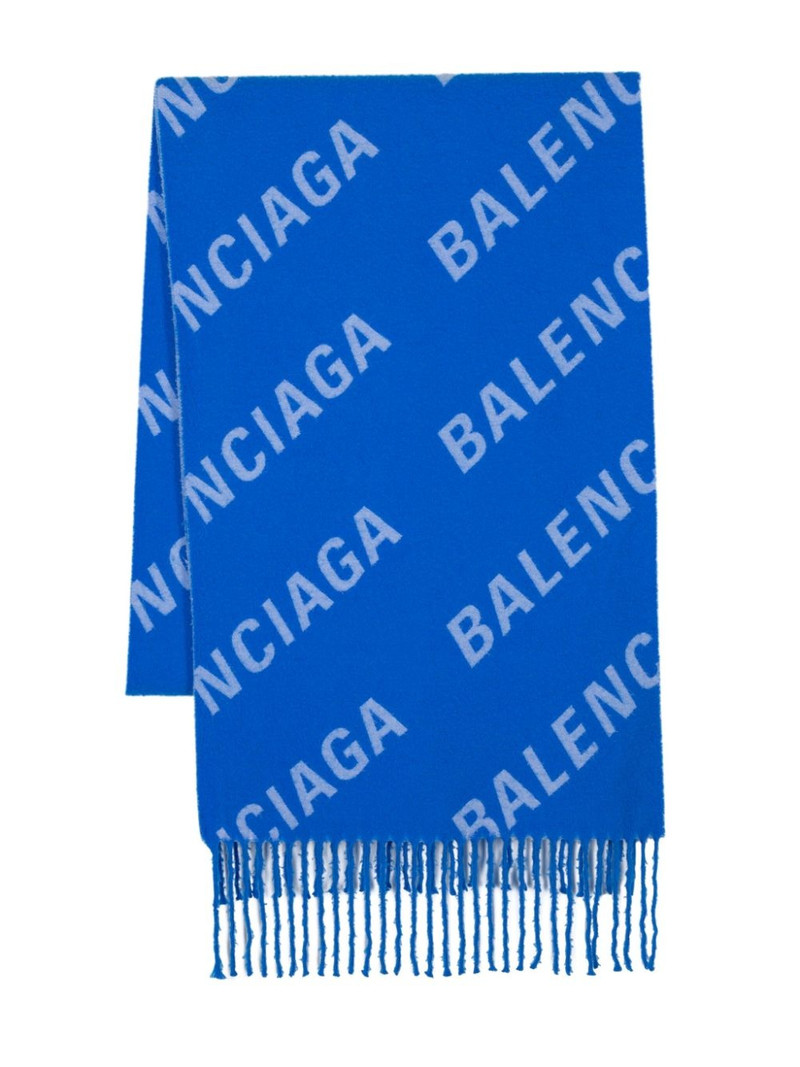 logo-jacquard wool scarf 1
