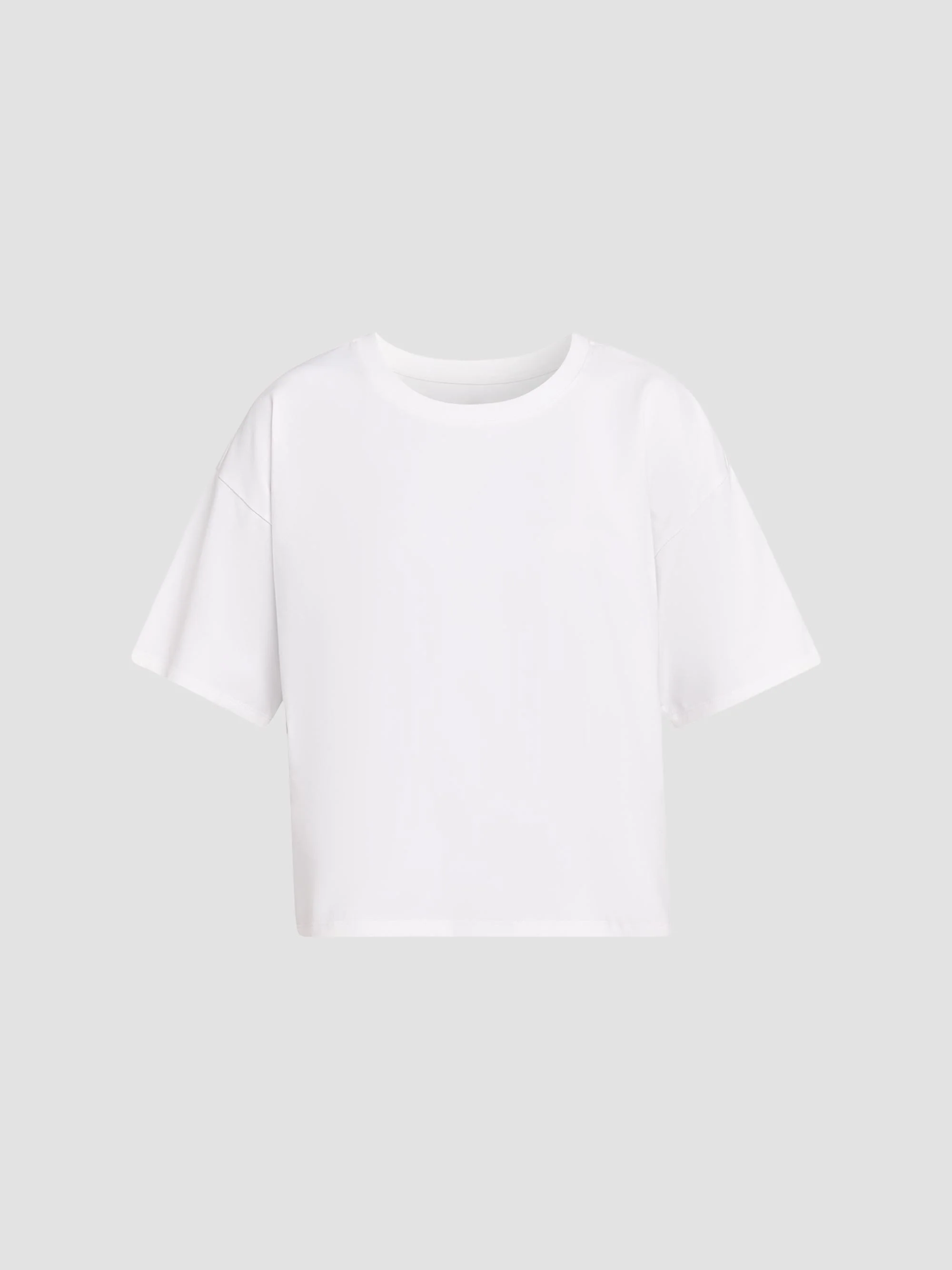Women's Round Neck Cotton T-Shirt - White - 1
