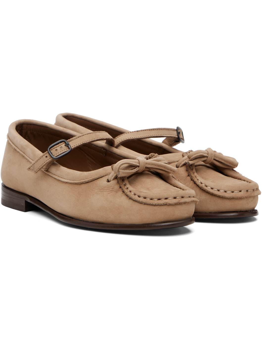 Beige Roses Nubuck Flats - 4