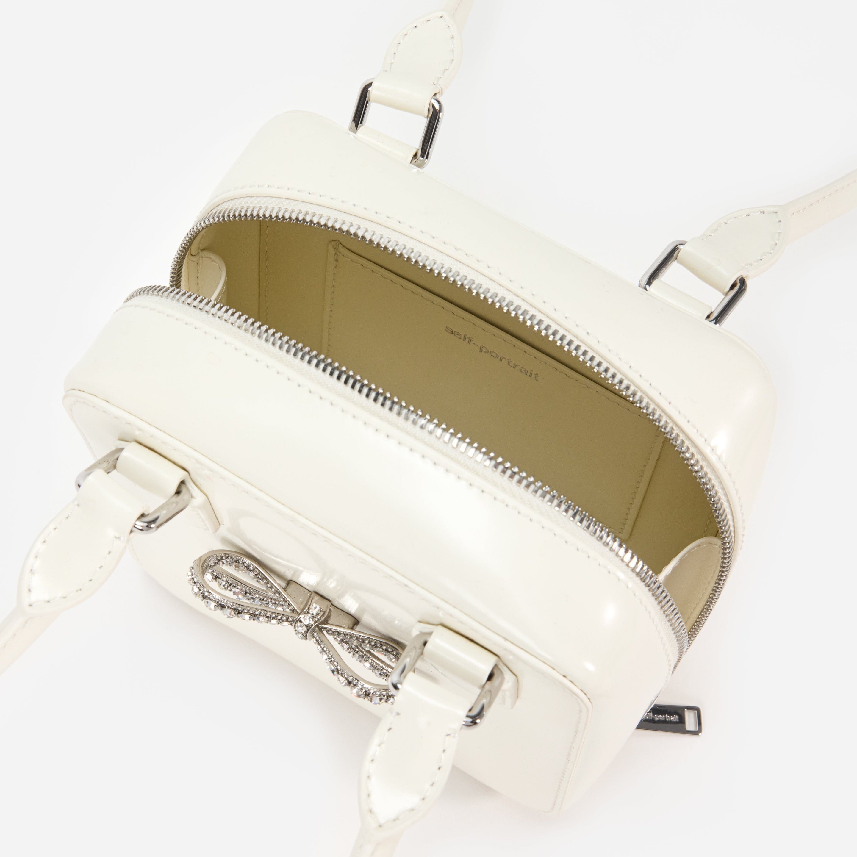 Cream Leather Square Shoulder Bag - 4