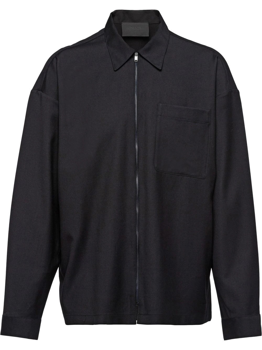 zip-up wool shirt - 1