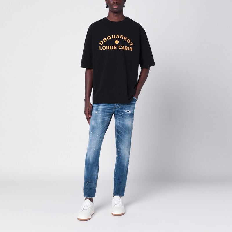 BLACK COTTON T-SHIRT WITH LOGO - 3