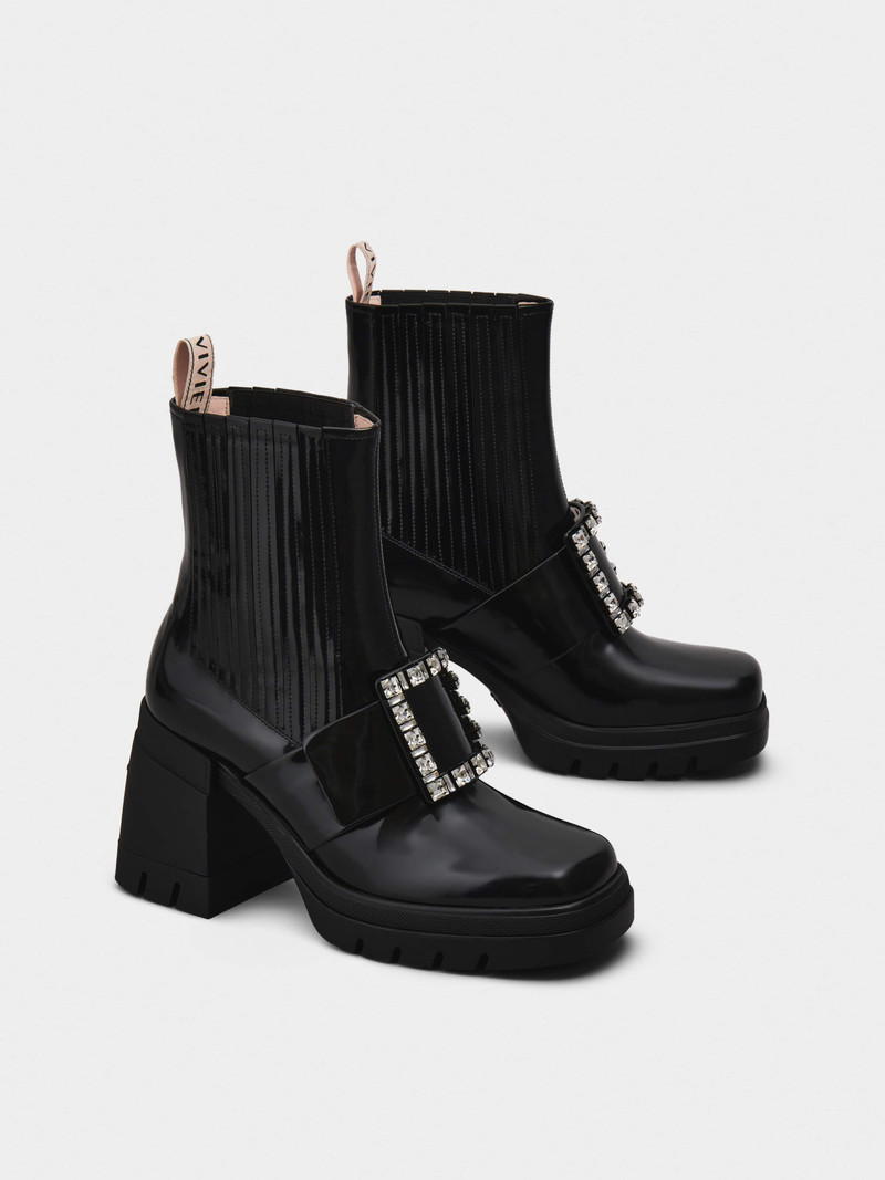 Viv' Rangers Strass Buckle Booties in Patent Leather 2