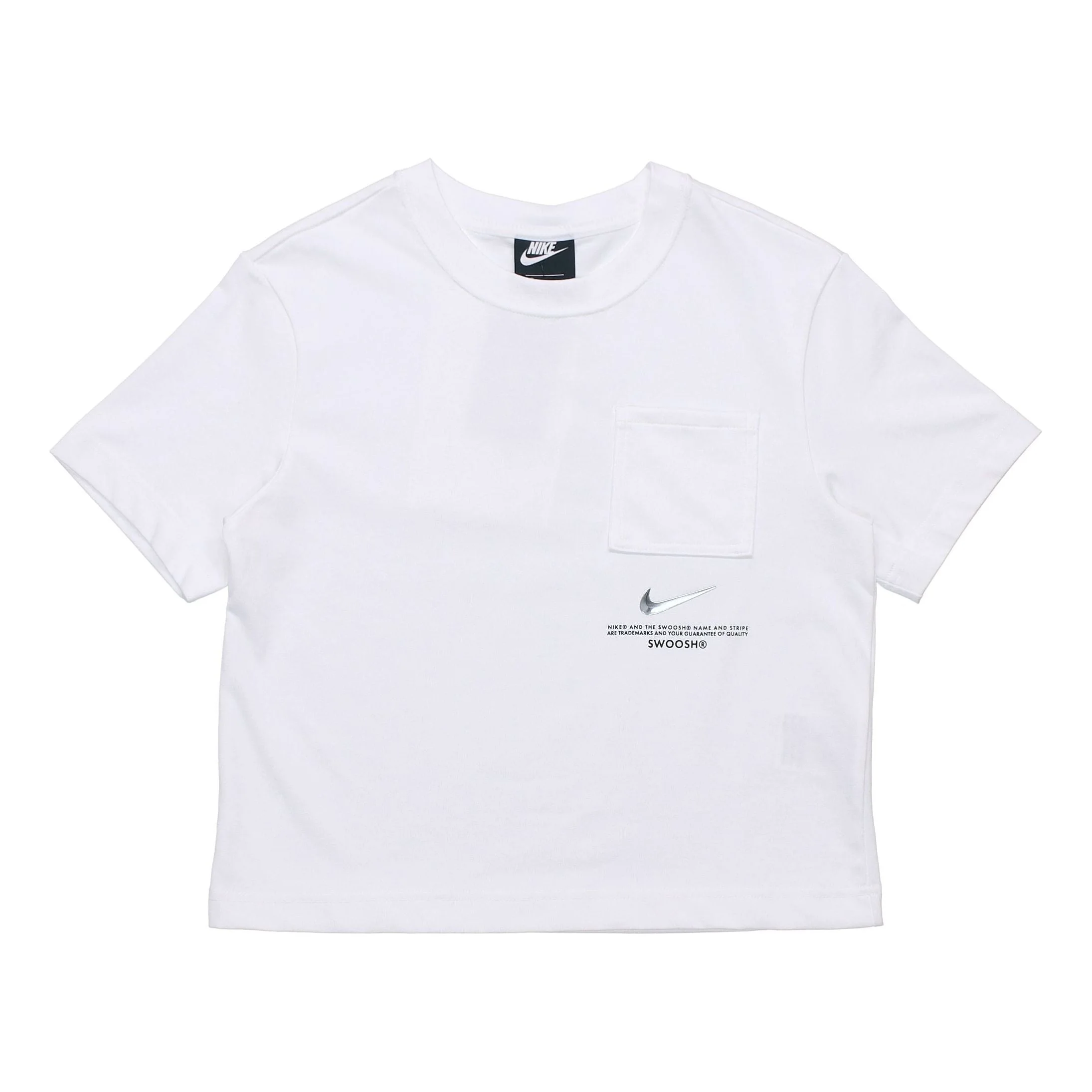 (WMNS) Nike Sportswear Swoosh Short Printed Round Neck Pullover T-Shirt White CZ8912-100 - 1