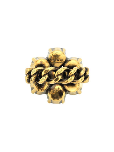 GUCCI crystal-embellished Double G ring outlook