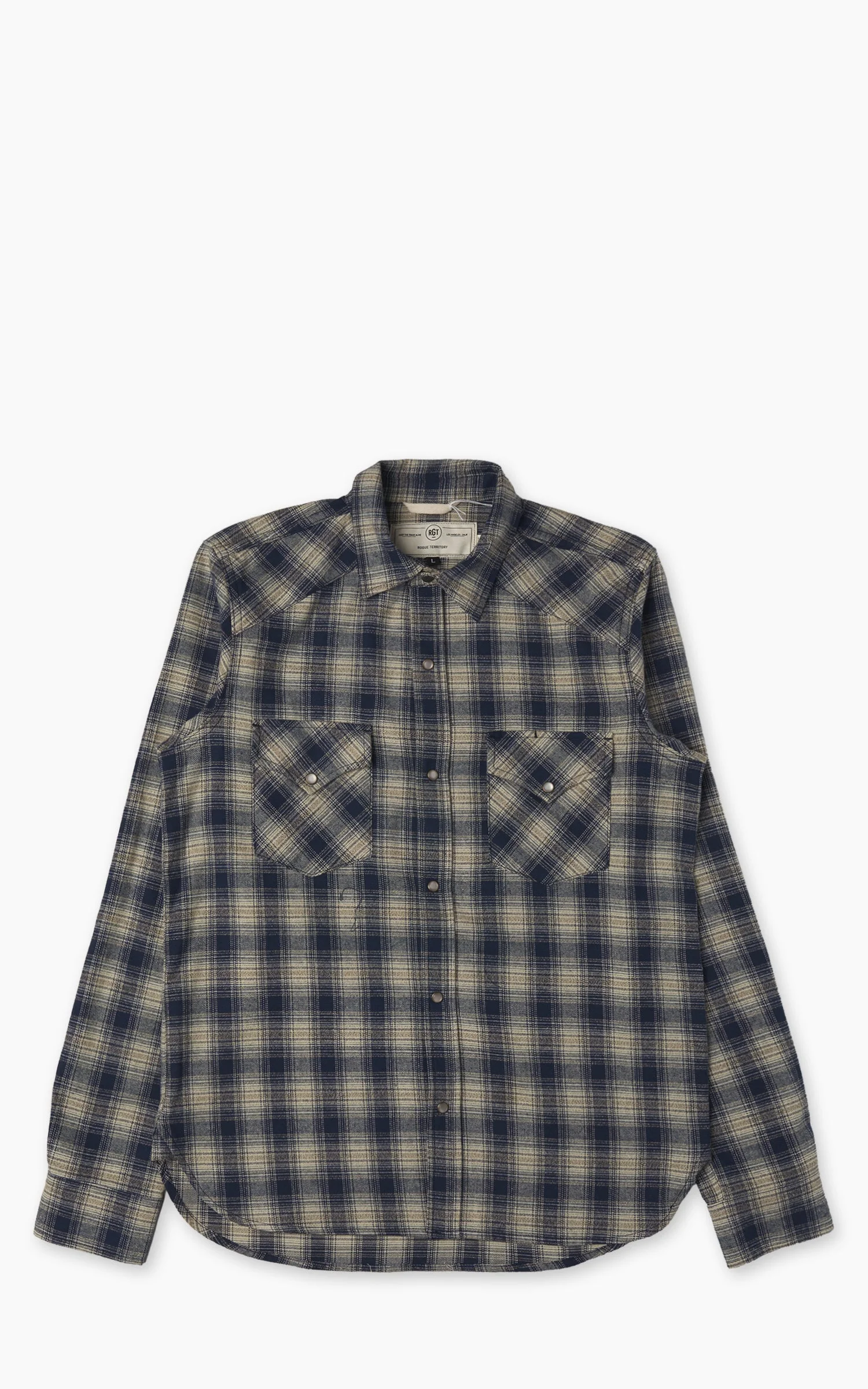 ROGUE TERRITORY WESTERN SHIRT NAVY PLAID - 1