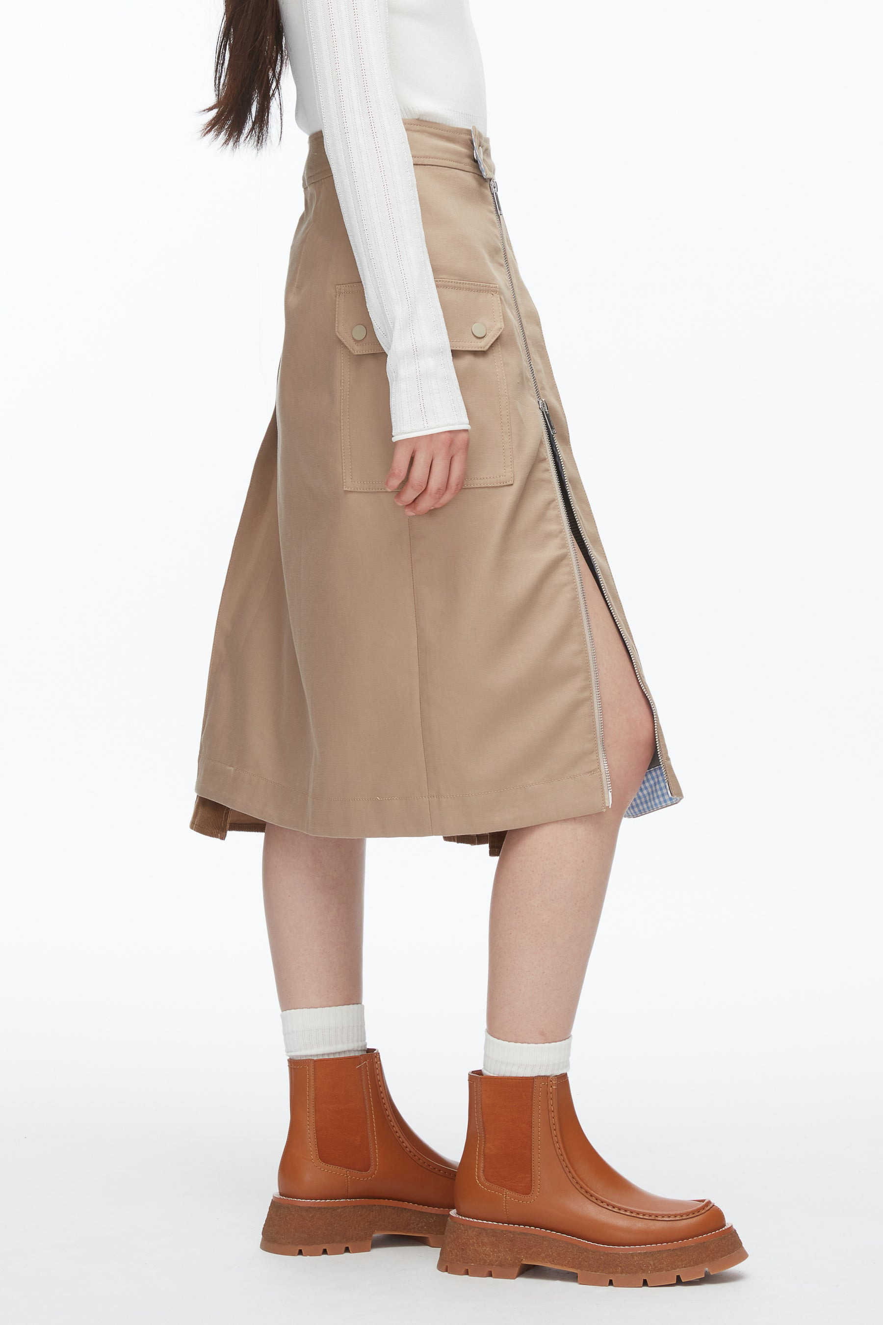 Pleated Zip Utility Skirt - 4