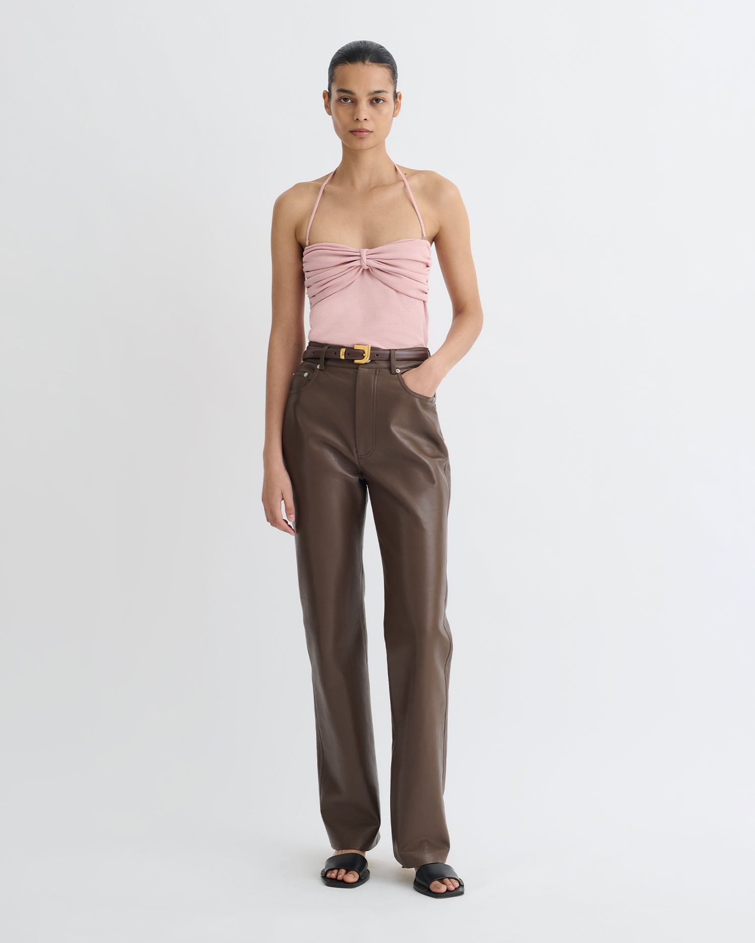 Halter Neck Mesh Jersey Top - 4