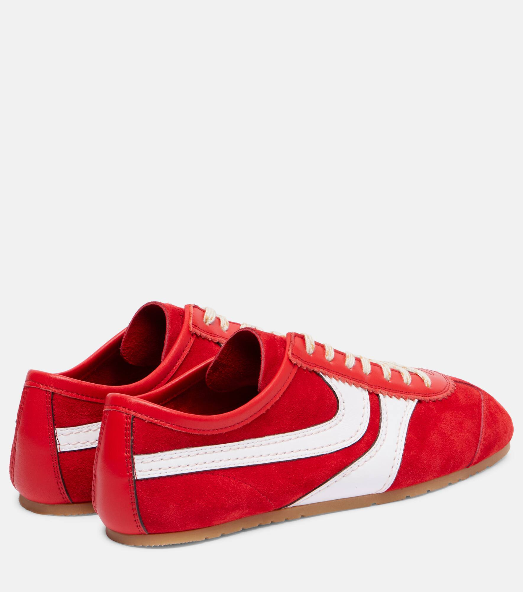 Leather-trimmed suede sneakers - 2
