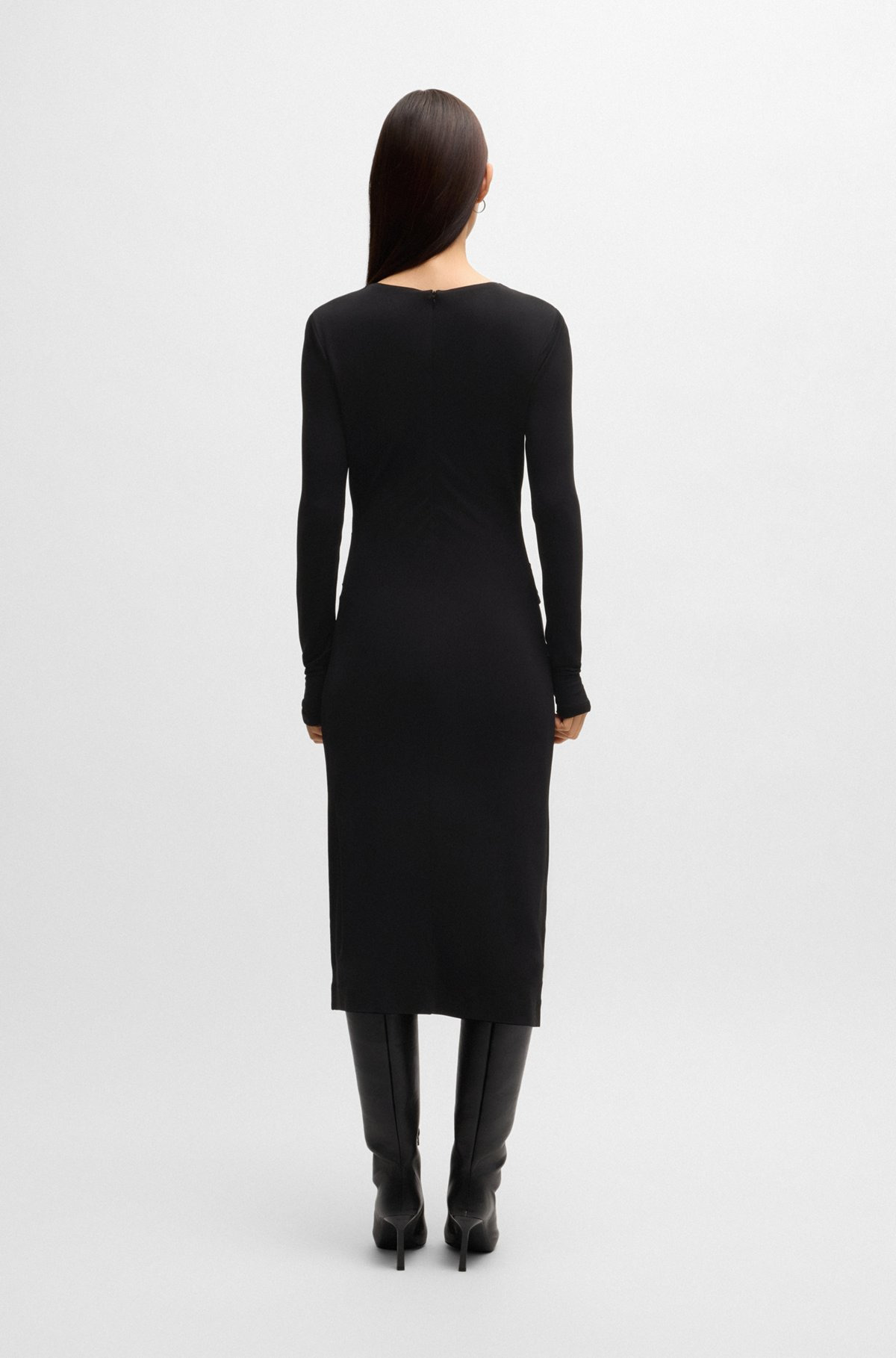 MATTE-JERSEY DRESS WITH KEYHOLE NECKLINE - 4