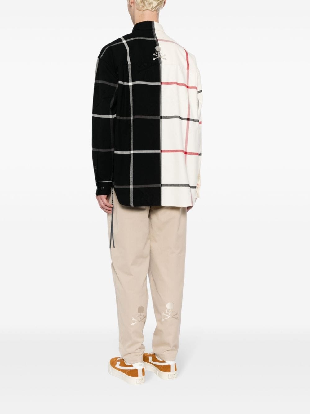 panelled check-pattern shirt - 4