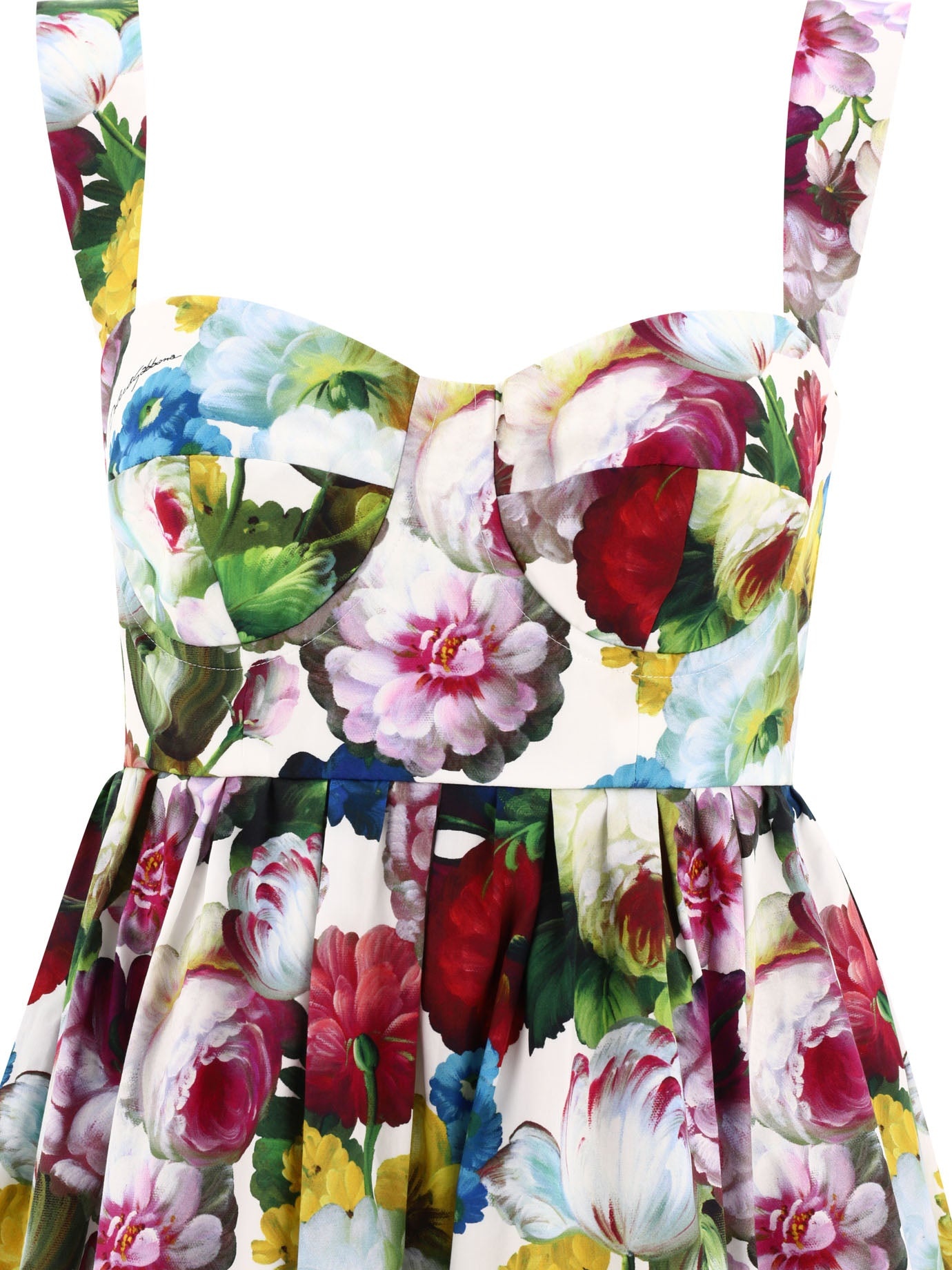 Dolce & Gabbana Short Cotton Corset Dress With Nocturnal Flower Print - 3